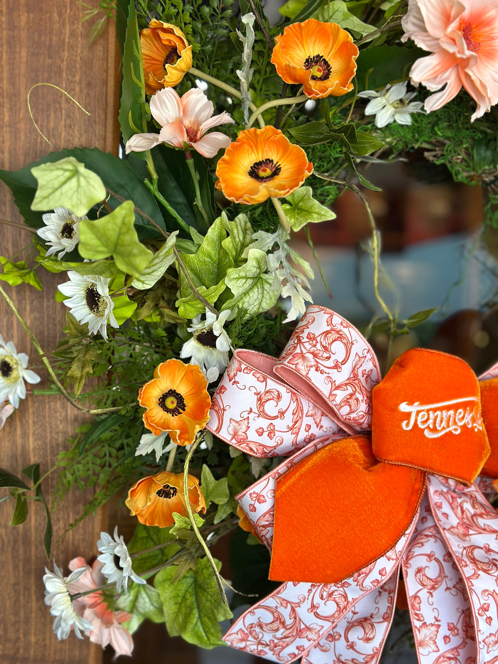 Orange Cosmos Wreath and Tennessee Bow