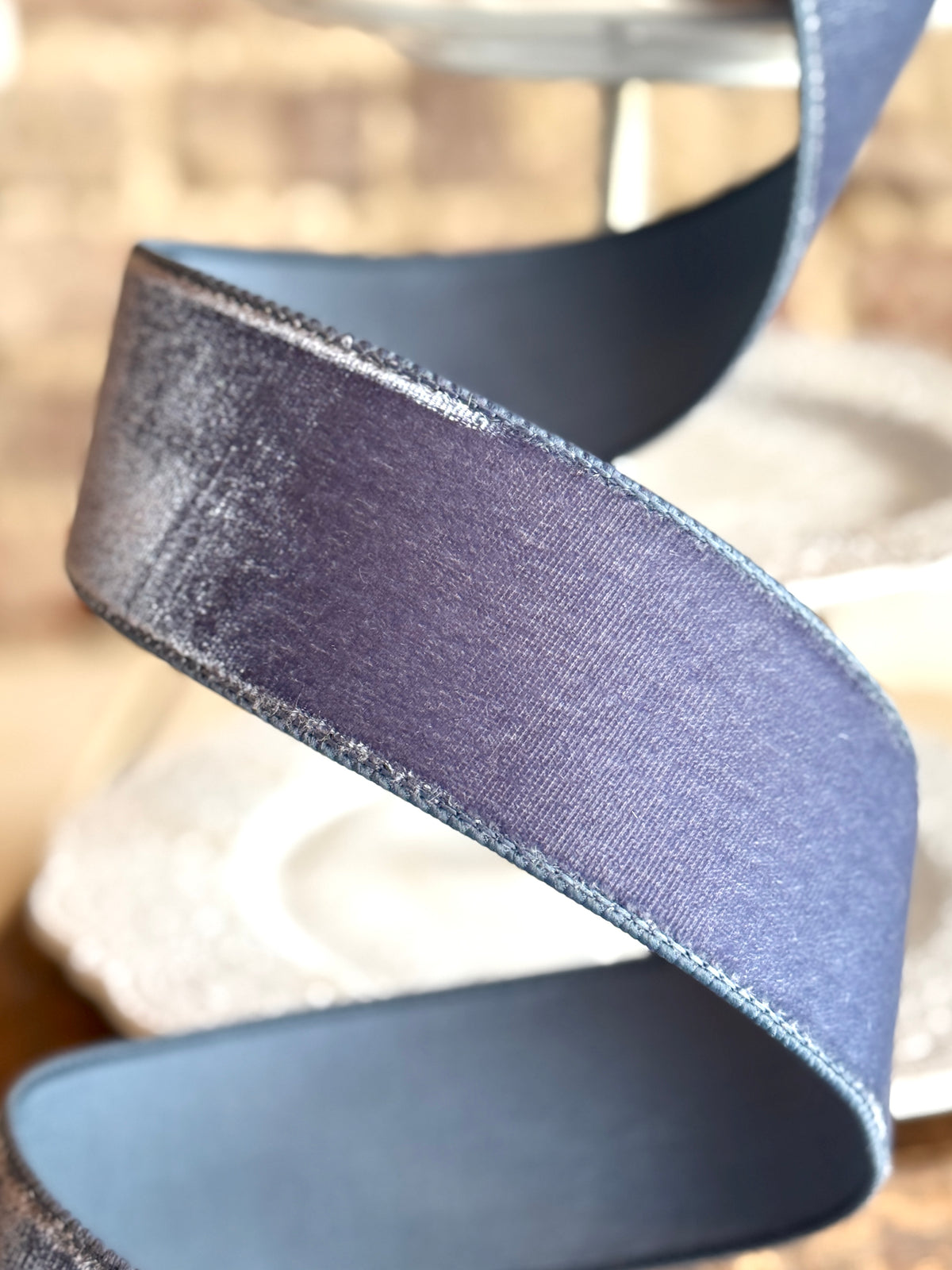 2.5" Steel Blue Velvet - Sold by the yard