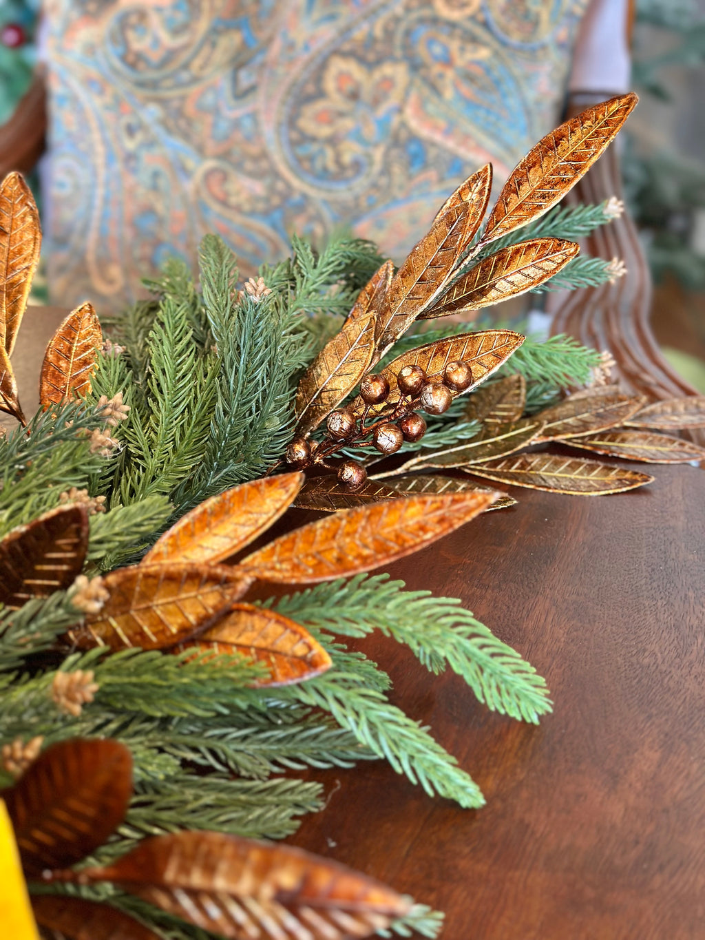 48” Metallic Laurel with Berries Garland