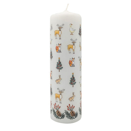 WINTER WILDLIFE ADVENT LARGE PILLAR CANDLE