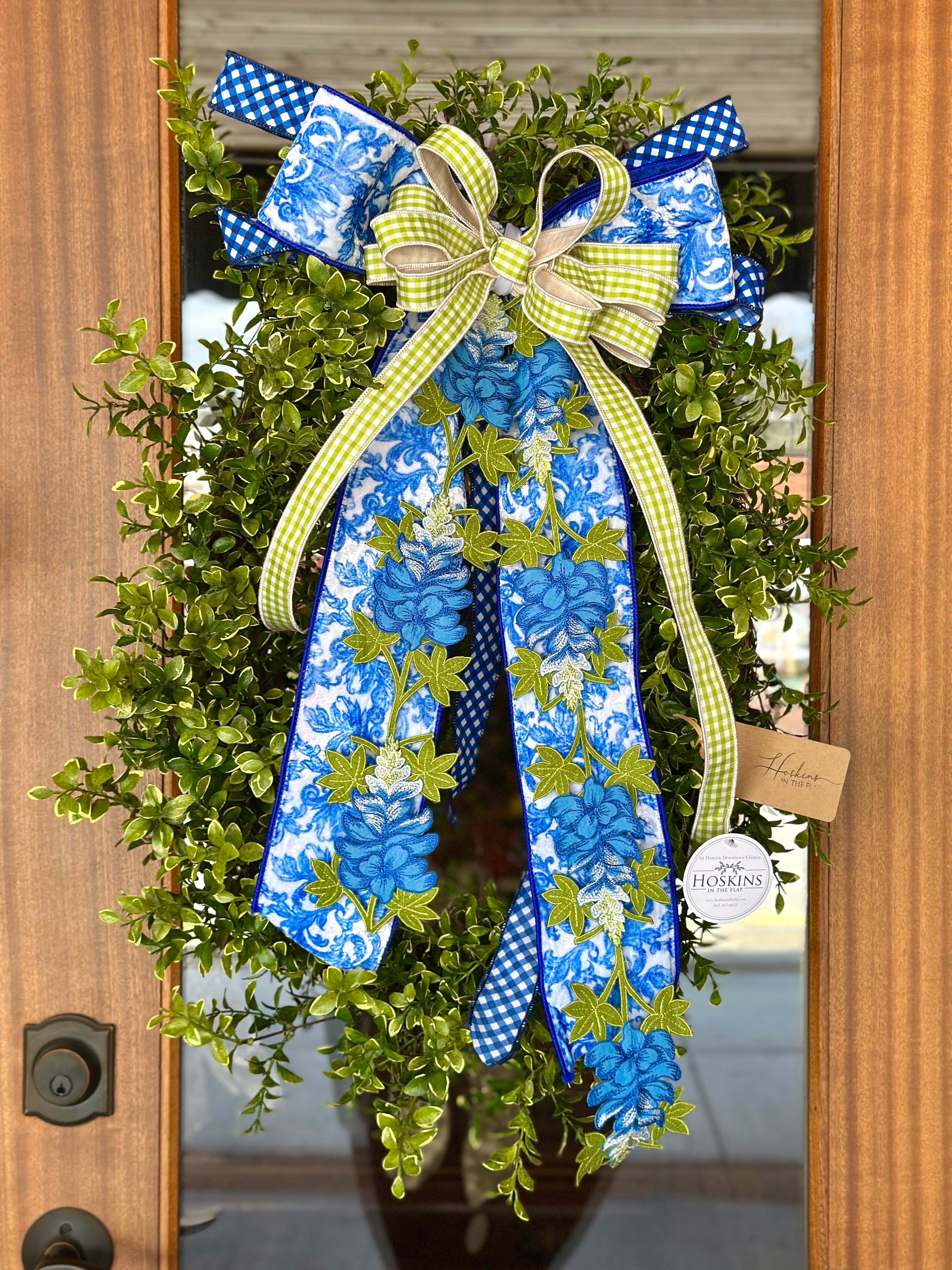 Texas Bluebonnets & Oval Boxwood Wreath