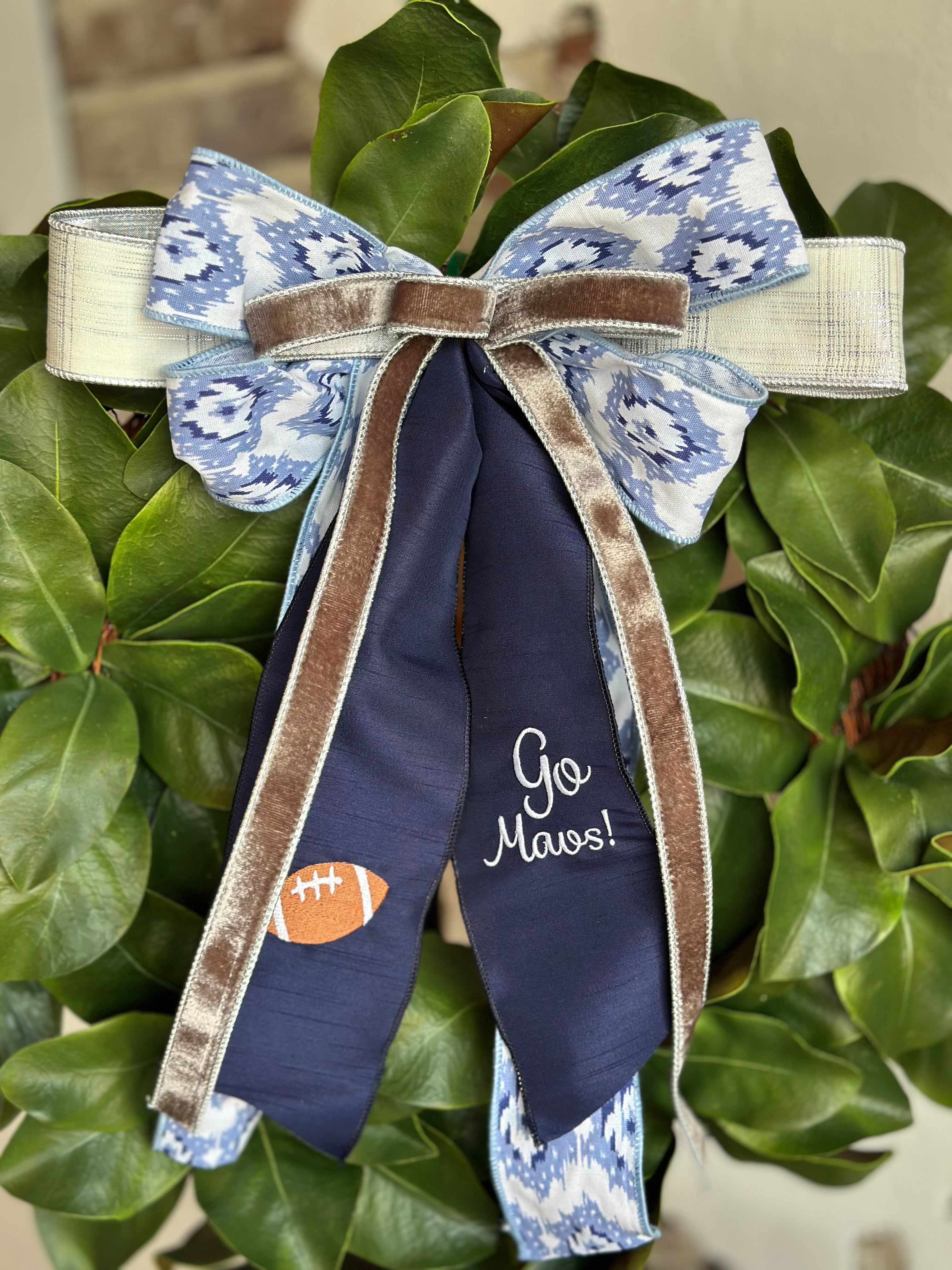 Go Mavs! Football Embroidered Bow