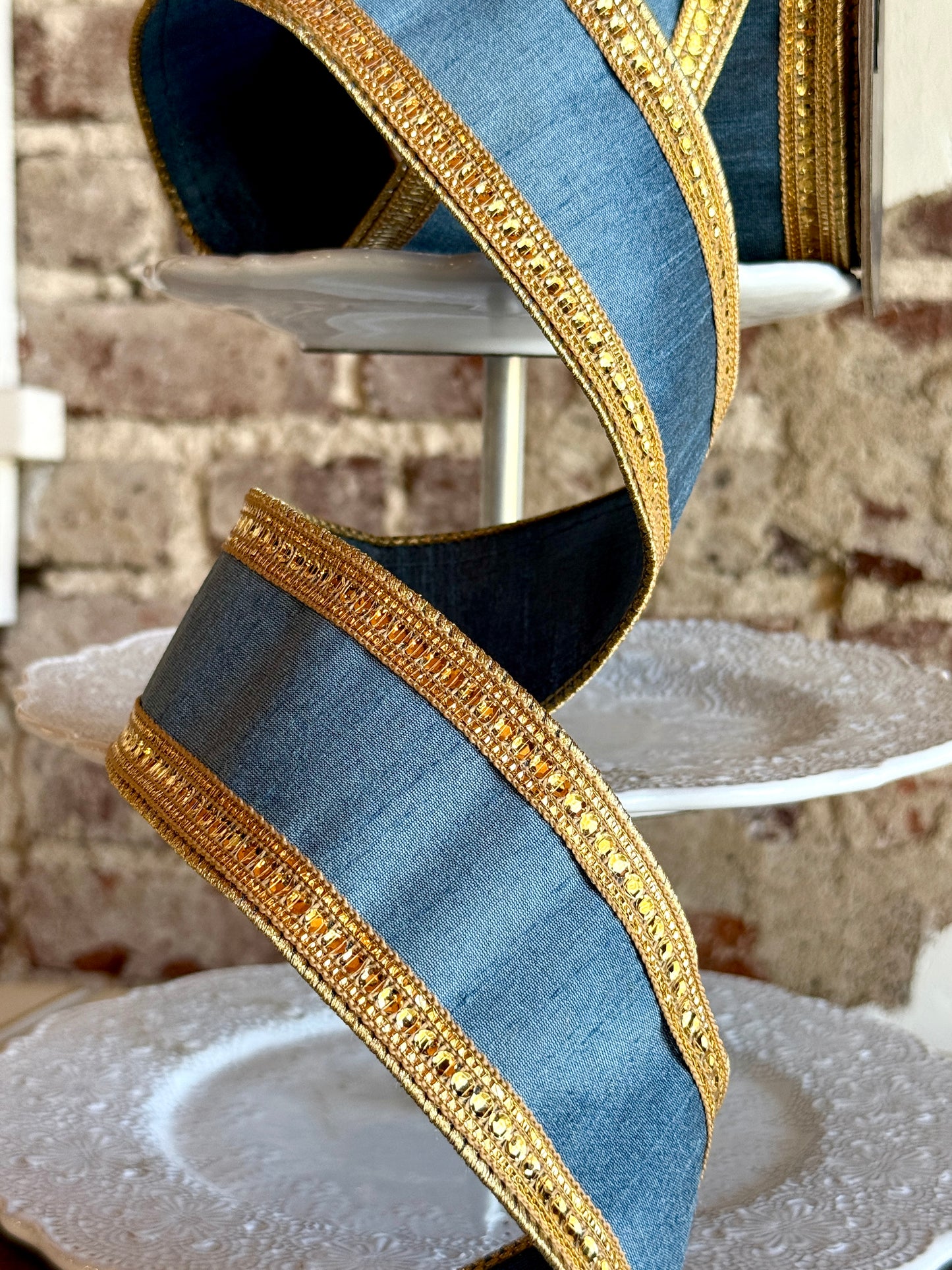 2.5” Steel Blue Twinkle Borders Ribbon