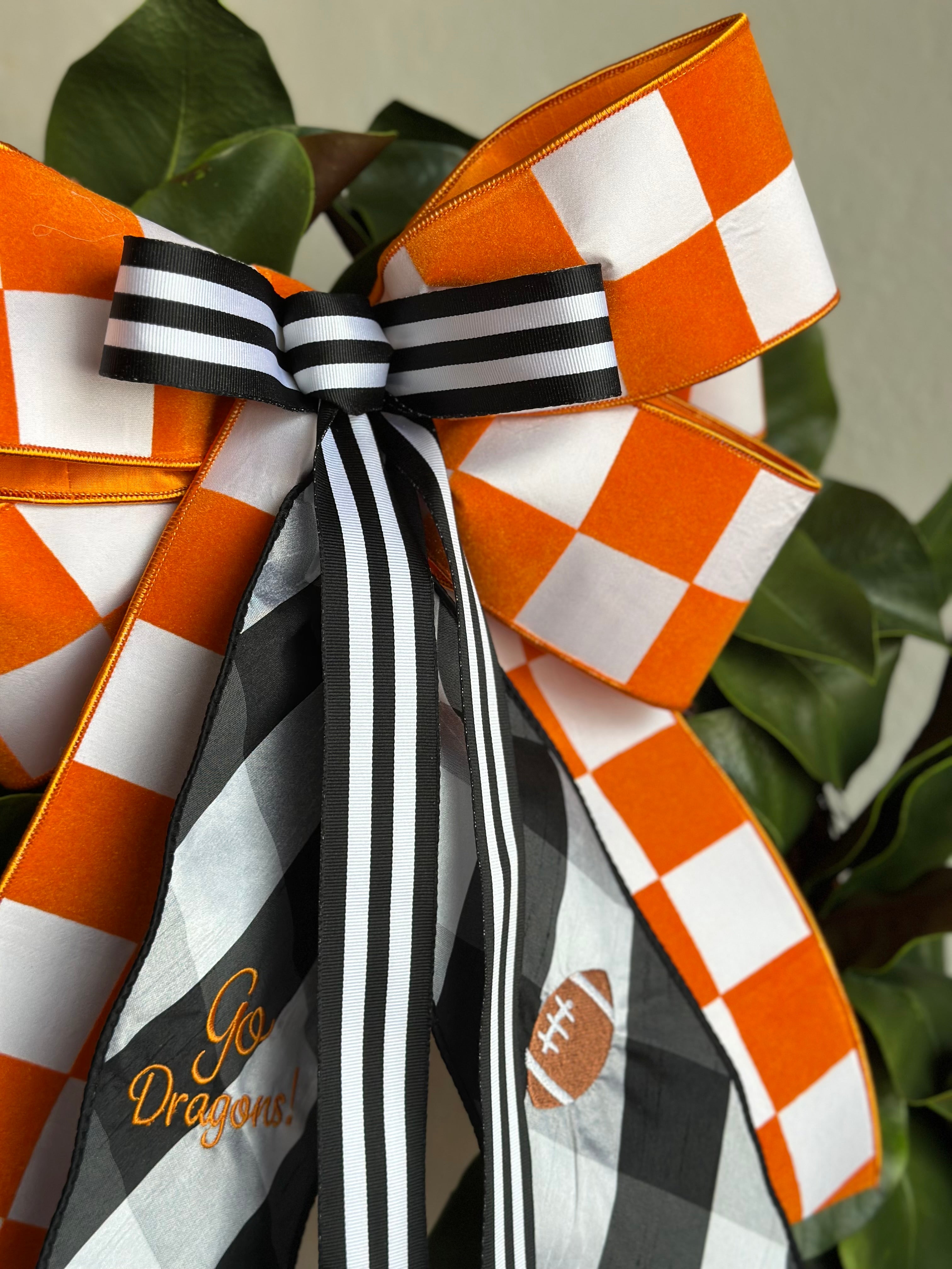 Go Dragons! Football Embroidered Bow