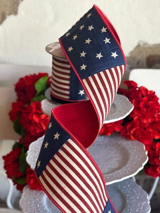 4" Wide, Canvas, Stars & Stripes, Red-White-Blue