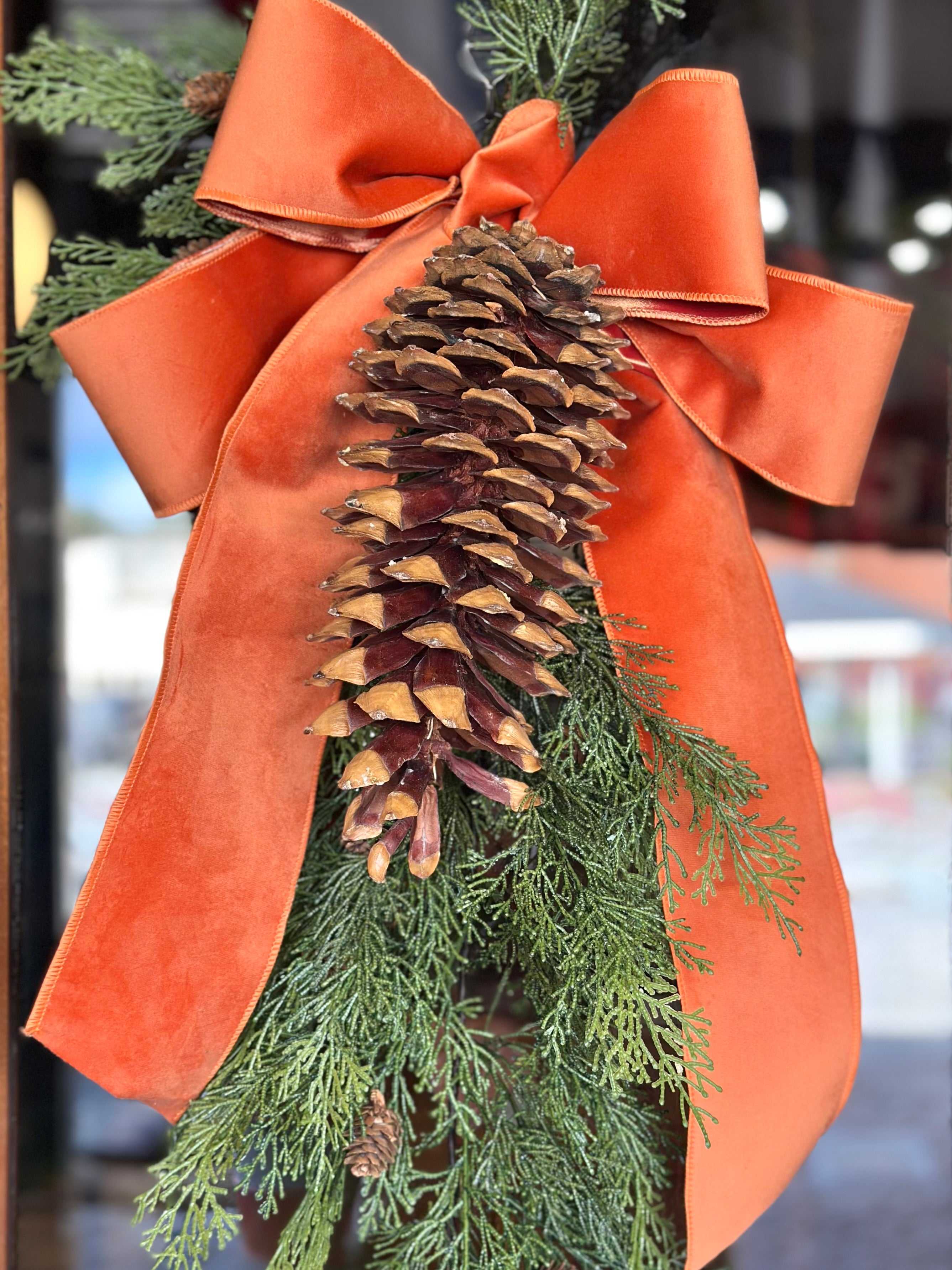 Cedar Teardrop with Floppy Velvet Bow (COLOR OPTIONS)