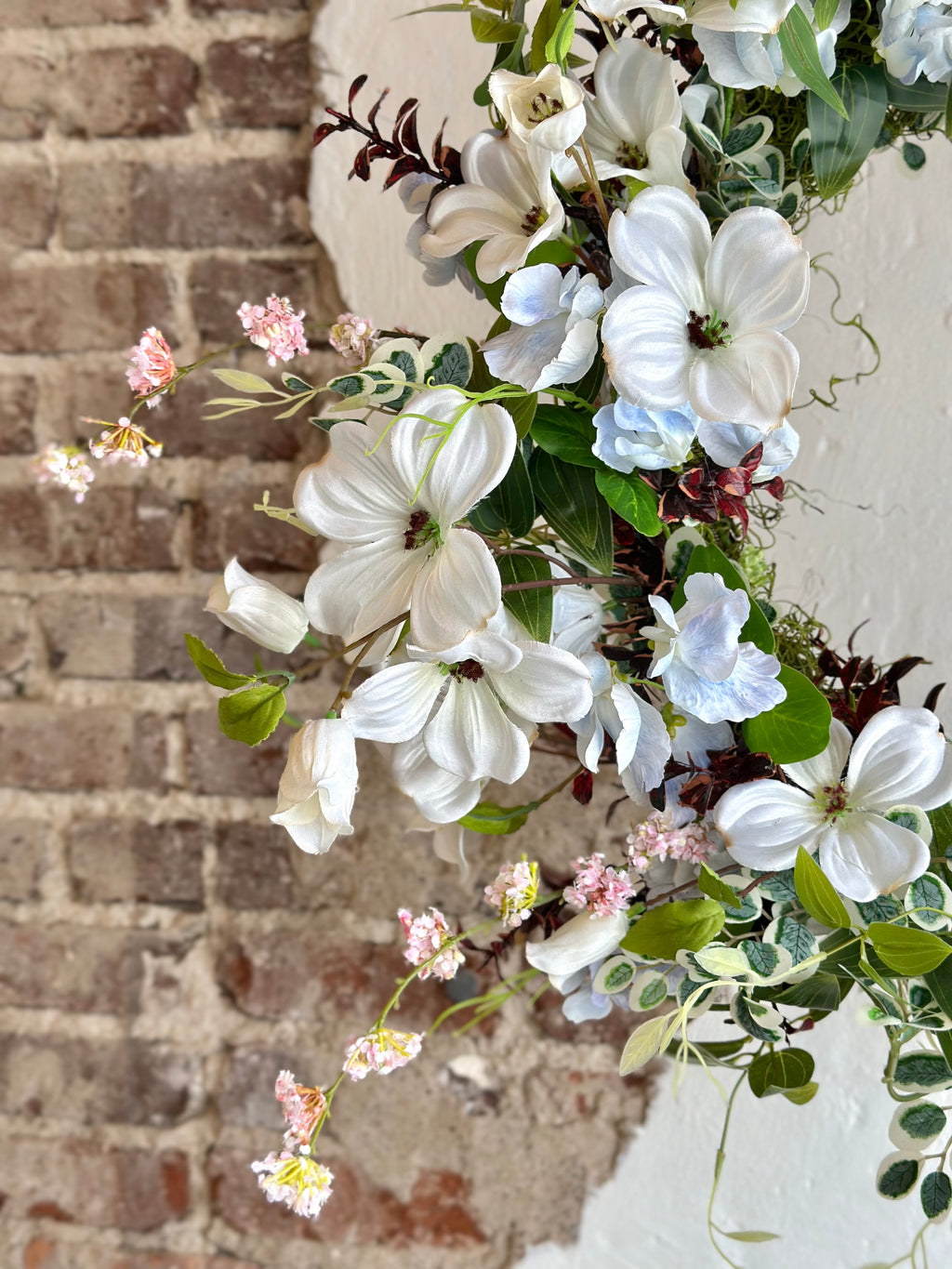 Dusty Blue & White Dogwood Wreath