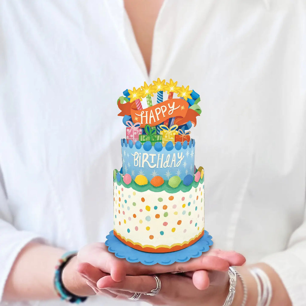 FreshCut Pop-up Mini Greeting Card Confetti Birthday Cake