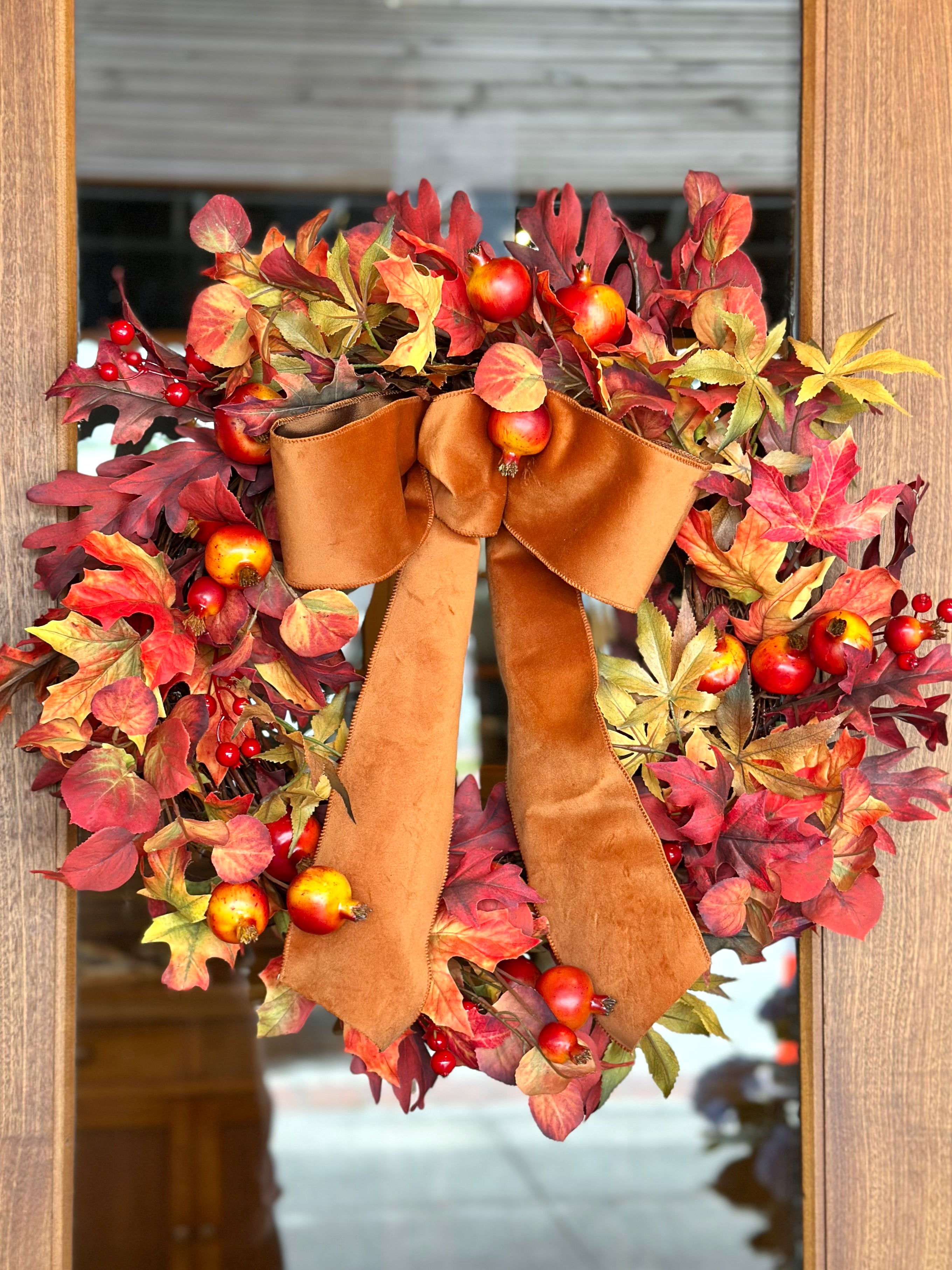 Pomegranate Autumn Leaf Wreath