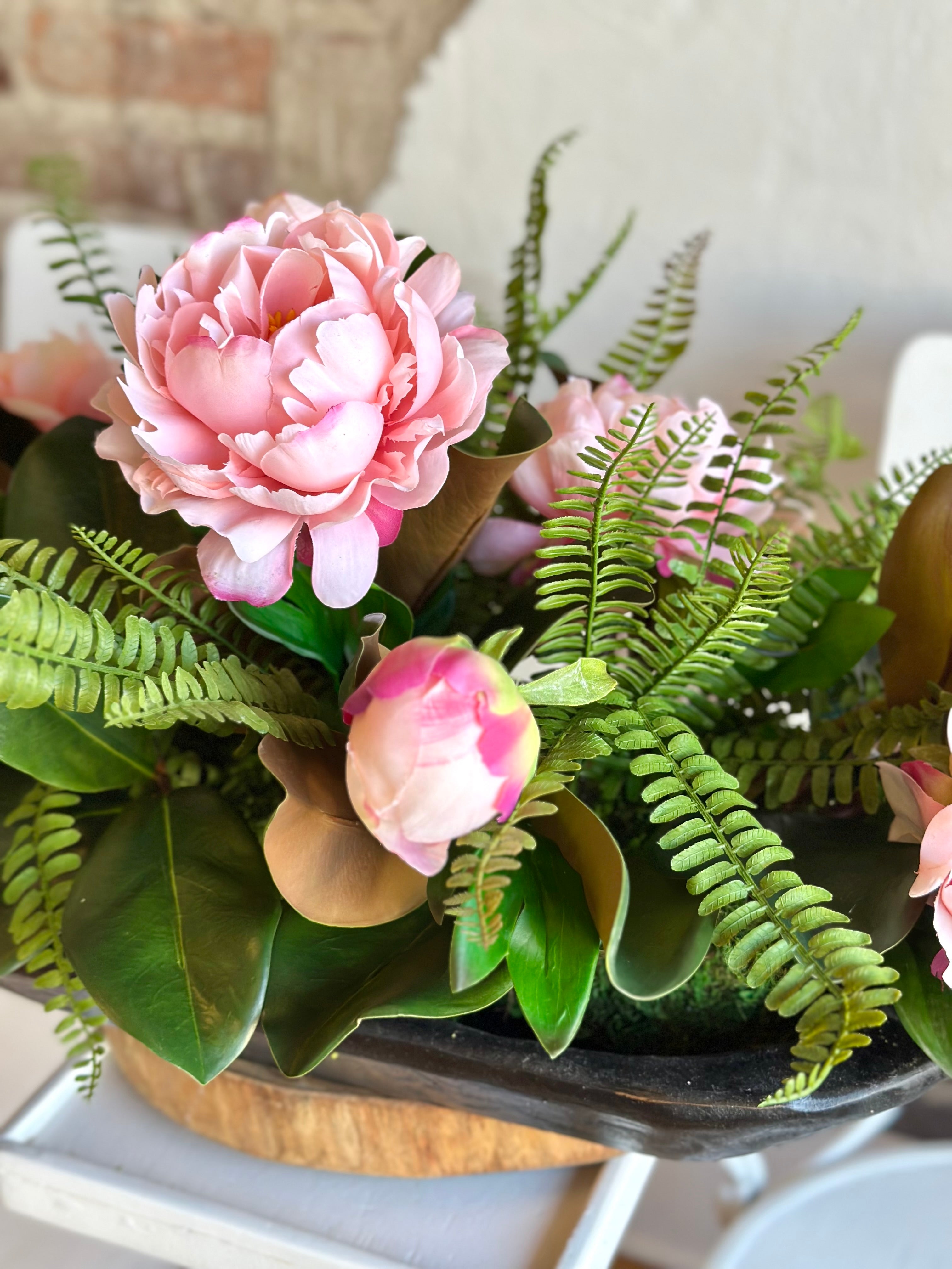 Magnolia Pink Peony Centerpiece