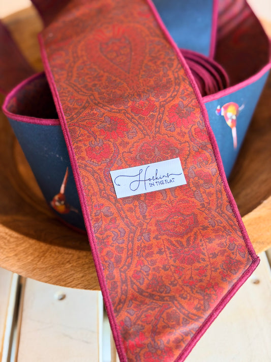 Pheasants & Classic Paisley Ribbon or Bow