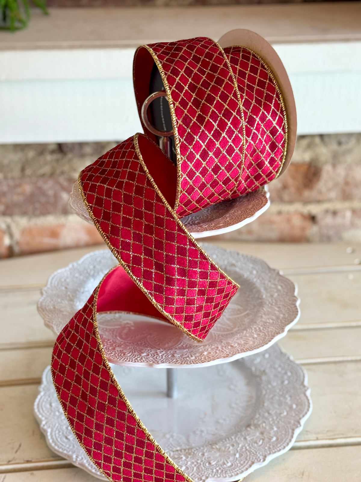 2.5" COURT JESTER- RED RIBBON -SOLD BY THE YARD