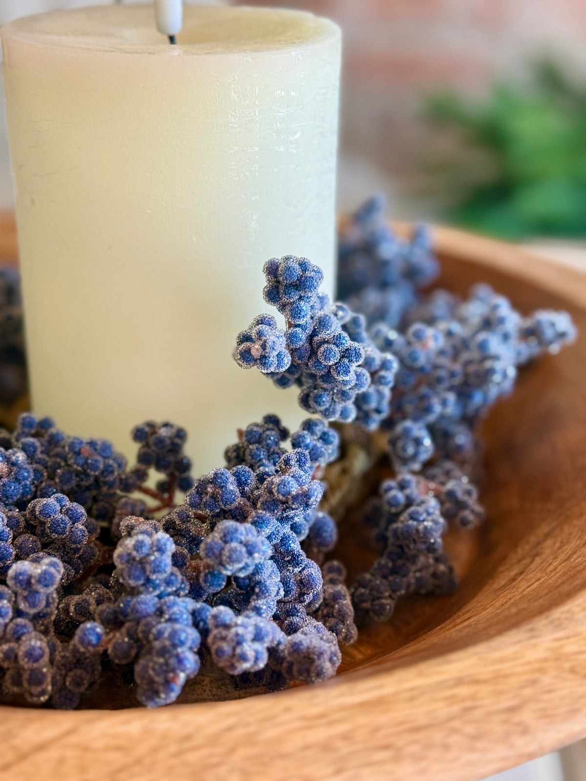 4.25" Iced Blue Berry Candle Ring