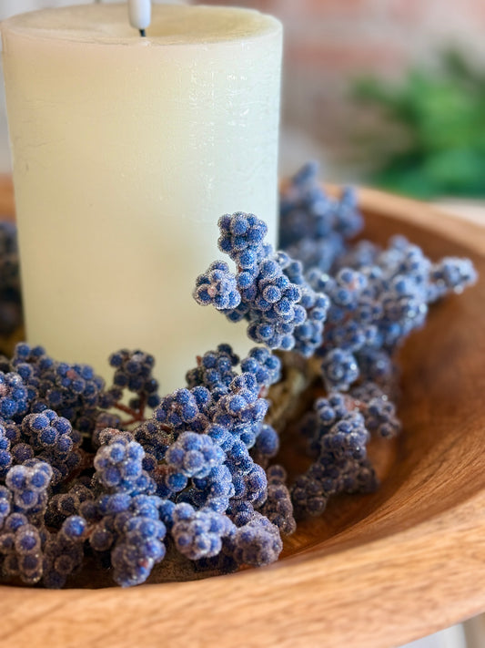 4.25" Iced Blue Berry Candle Ring