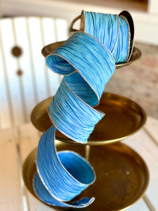 2.5” Crinkle Gauze, Blue - SOLD BY THE YARD