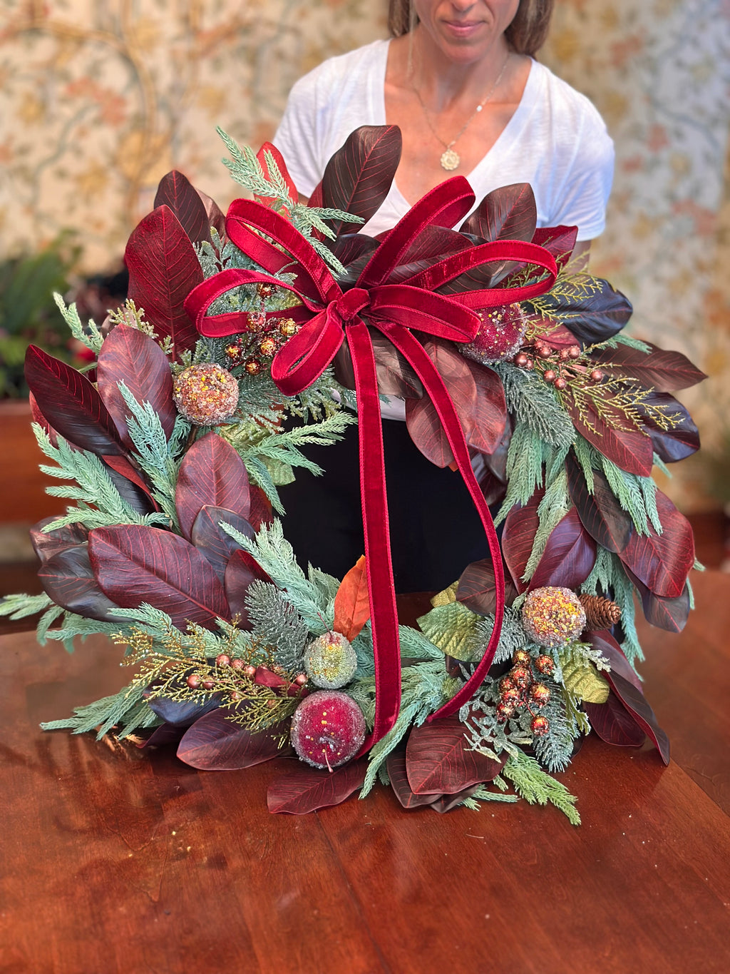 1” Wide, Deep Red Velvet Ribbon