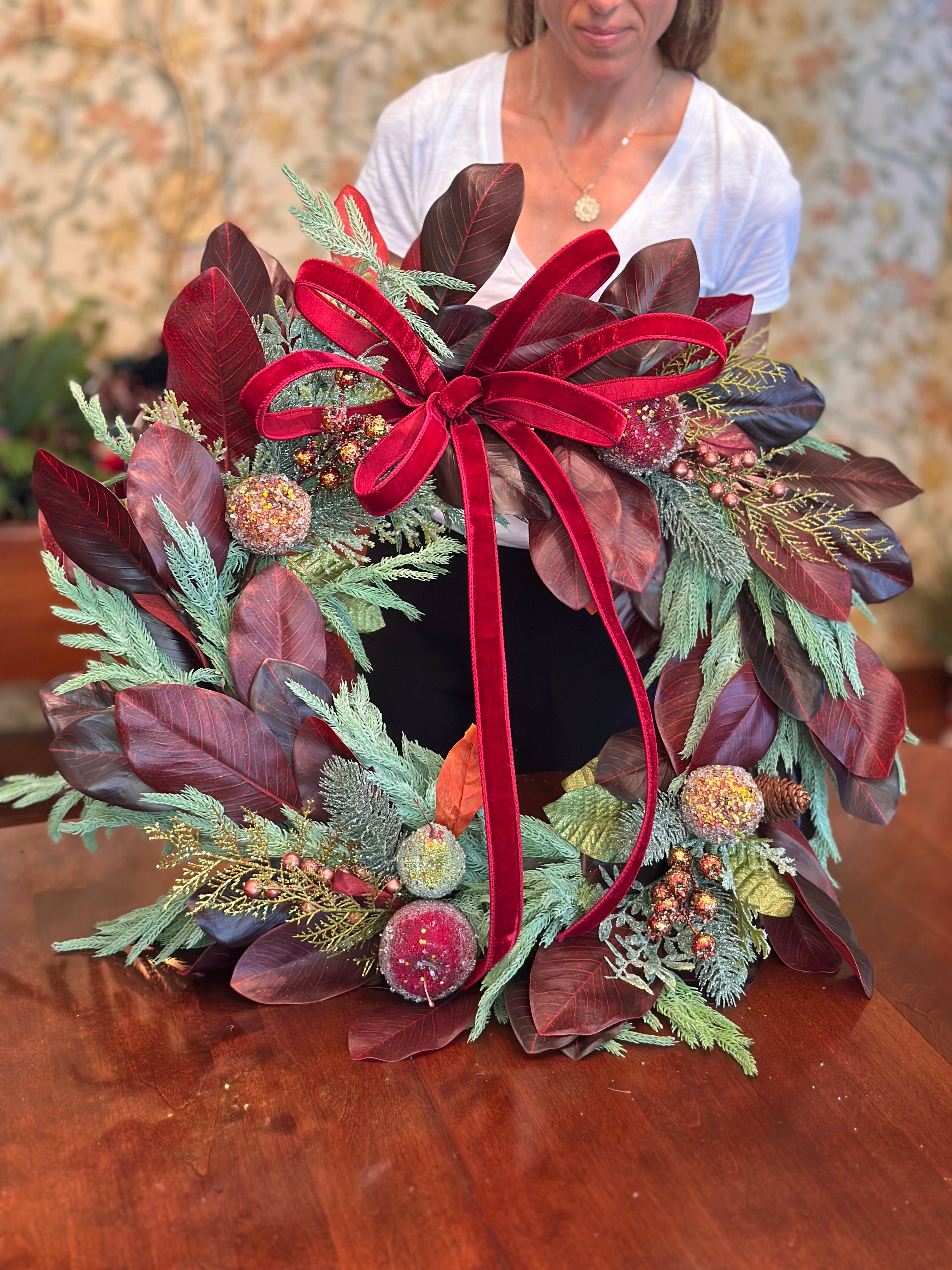 1” Wide, Deep Red Velvet Ribbon