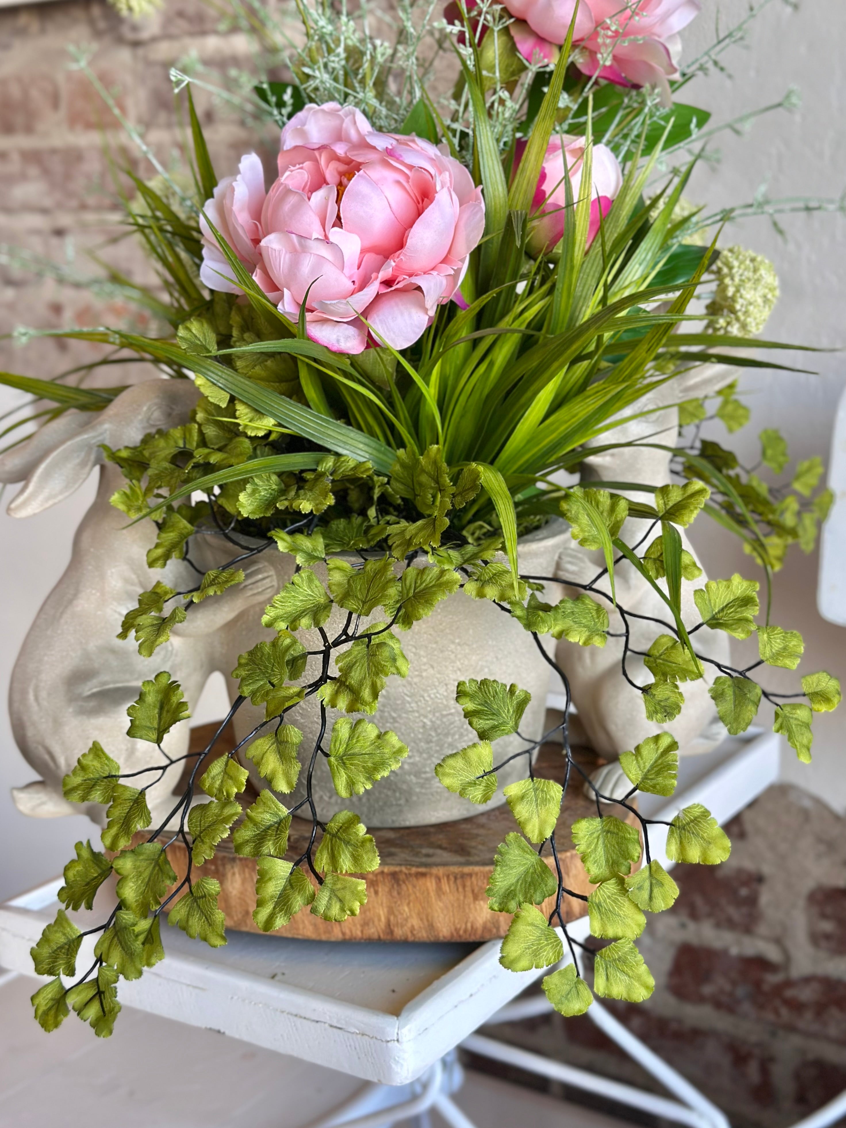 Rabbit and Peonies Arrangement