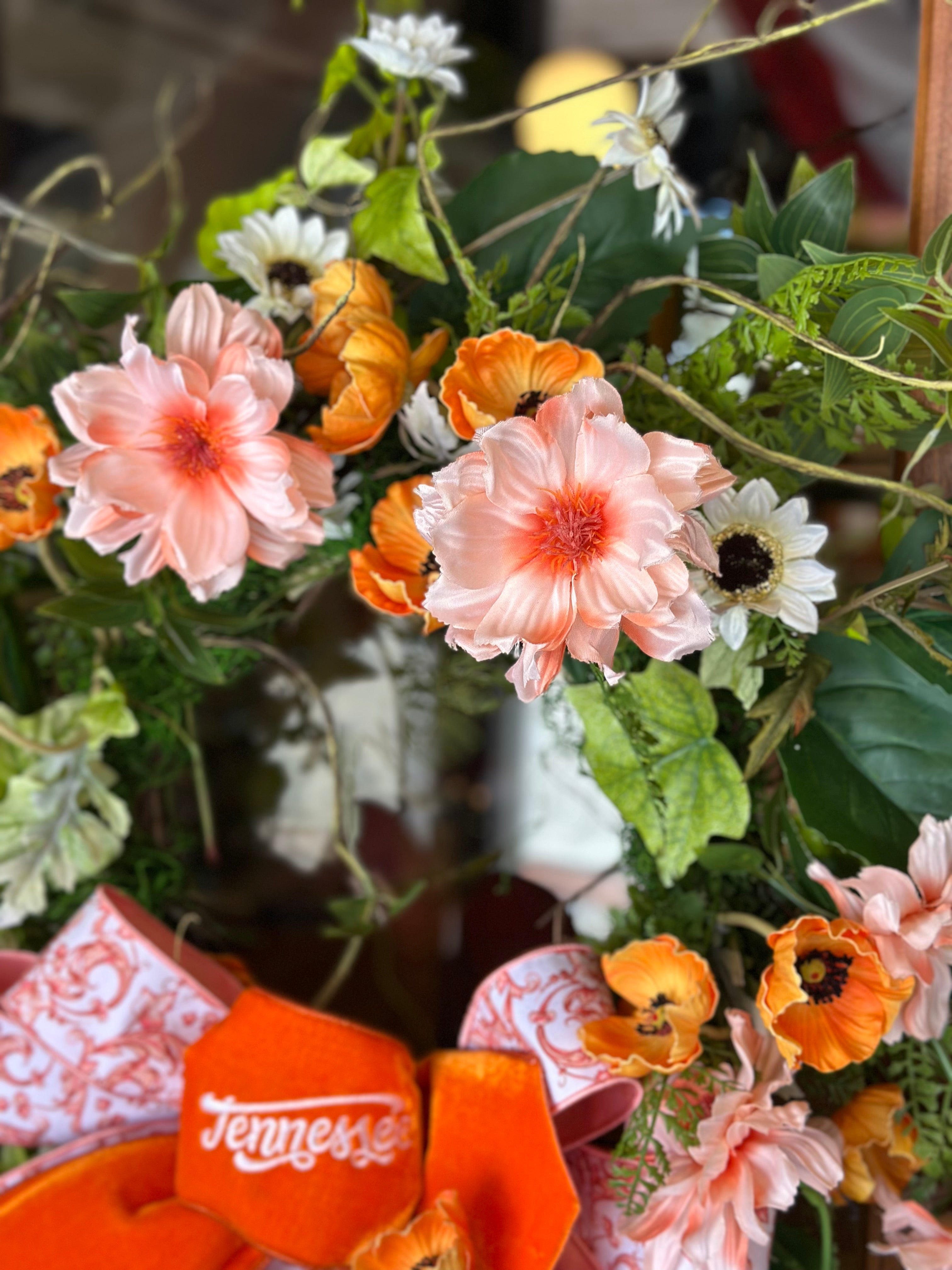 Orange Cosmos Wreath and Tennessee Bow