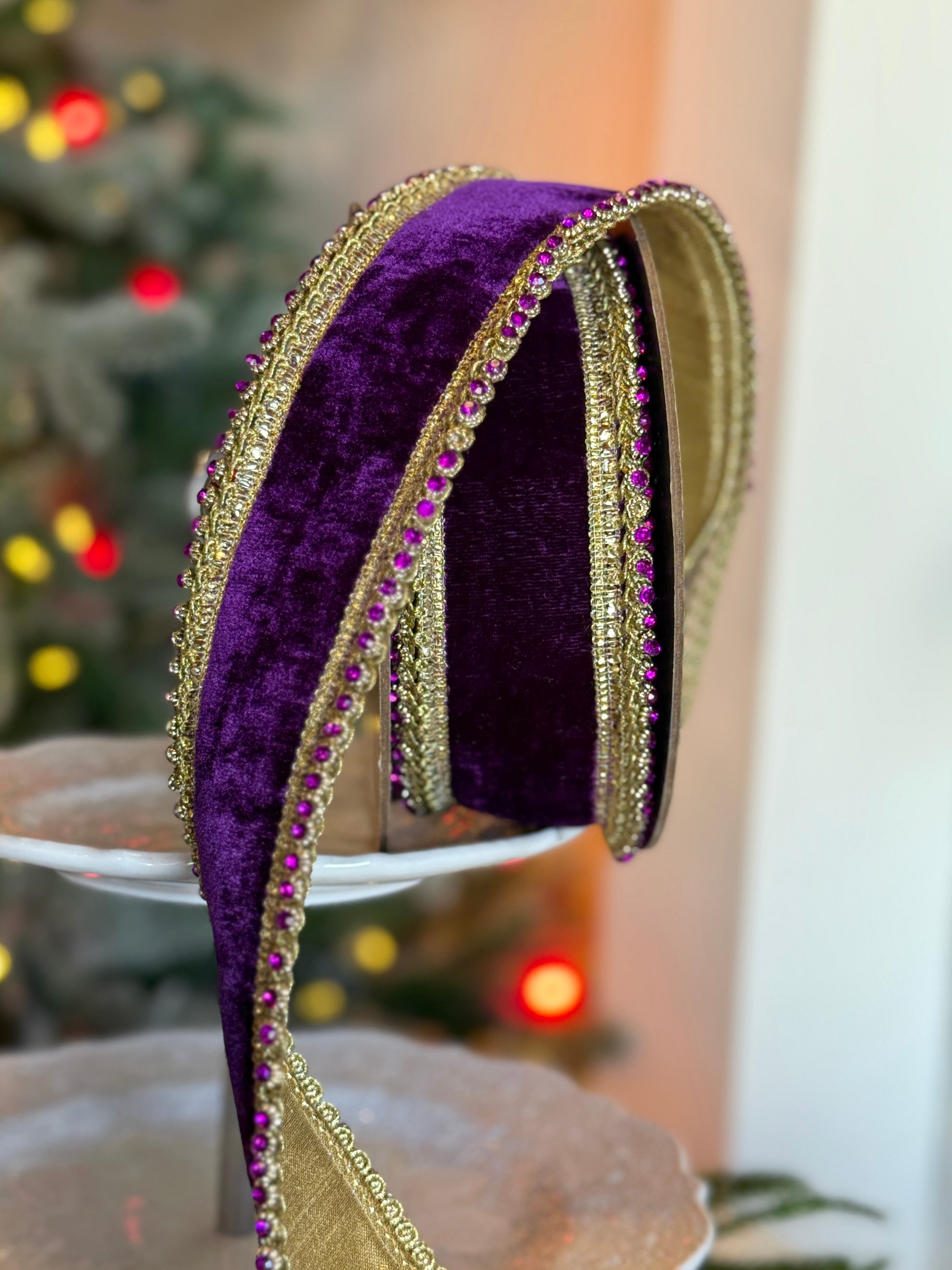 2.5" Velvet Petite Purple Jewel Edge, Purple