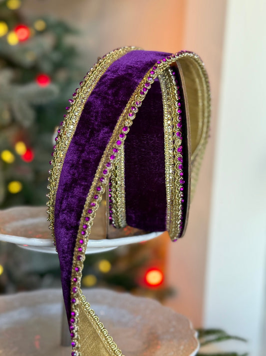 2.5" Velvet Petite Purple Jewel Edge, Purple