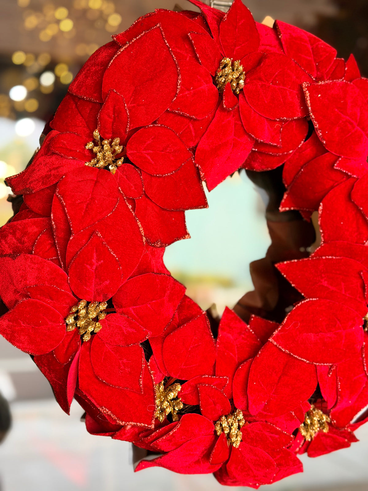 GLITTER POINSETTIA WREATH
