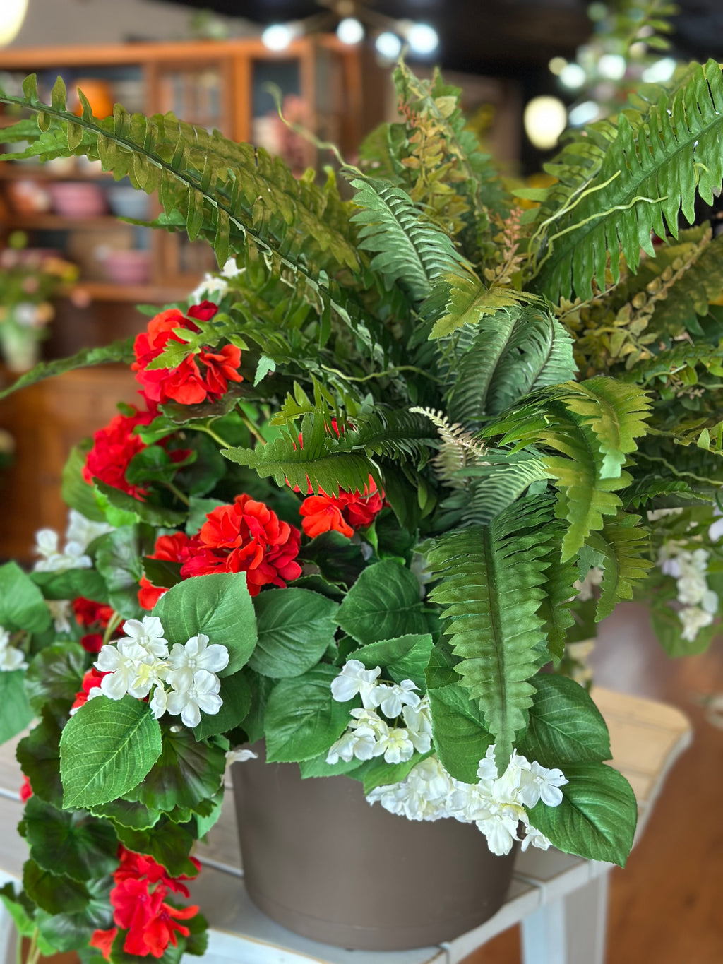 Hydrangea, Geranium, and Fern Pot-filler
