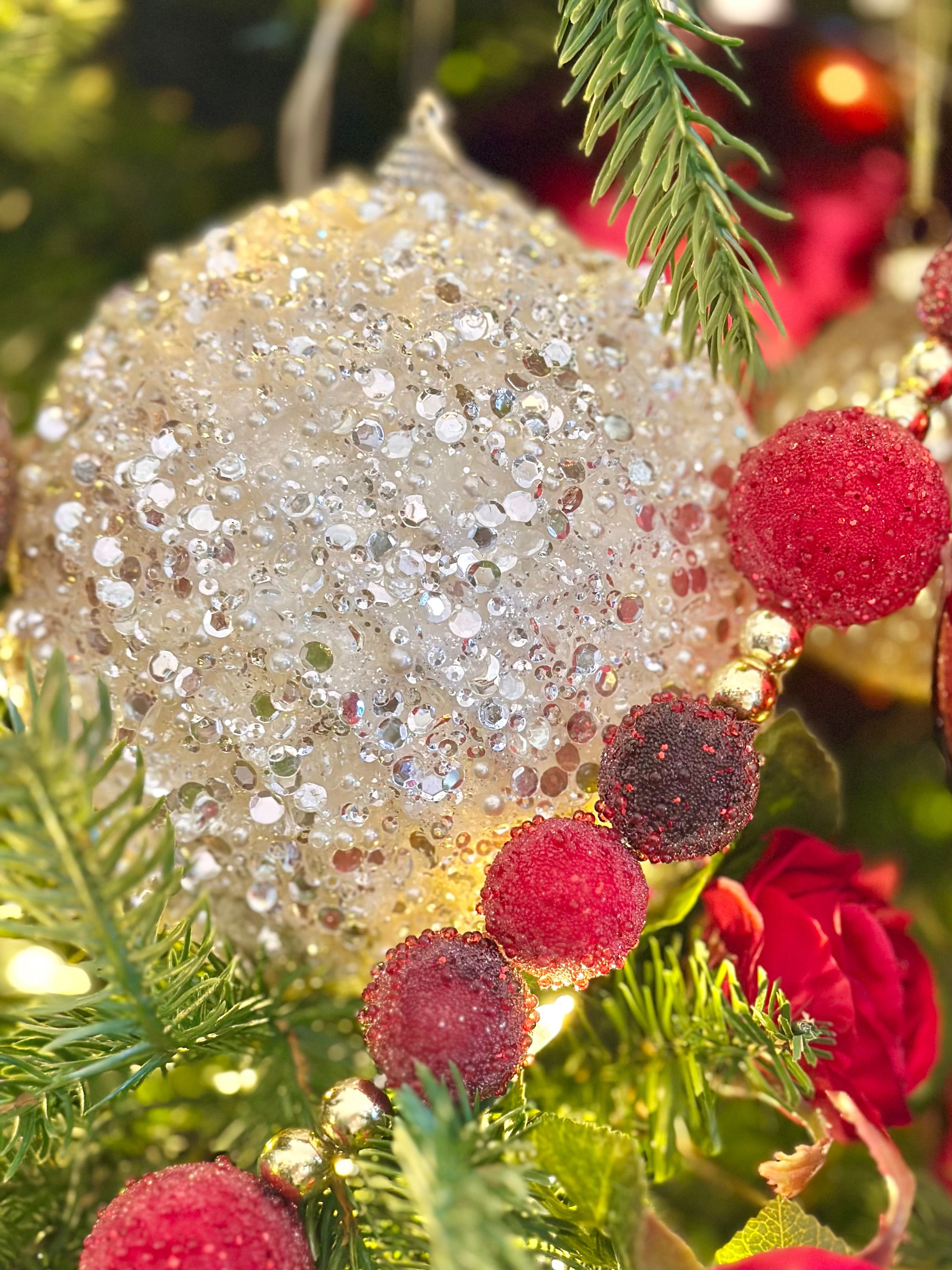 6" Glitter with Pearl Pattern Ball Ornament (2 COLORS)
