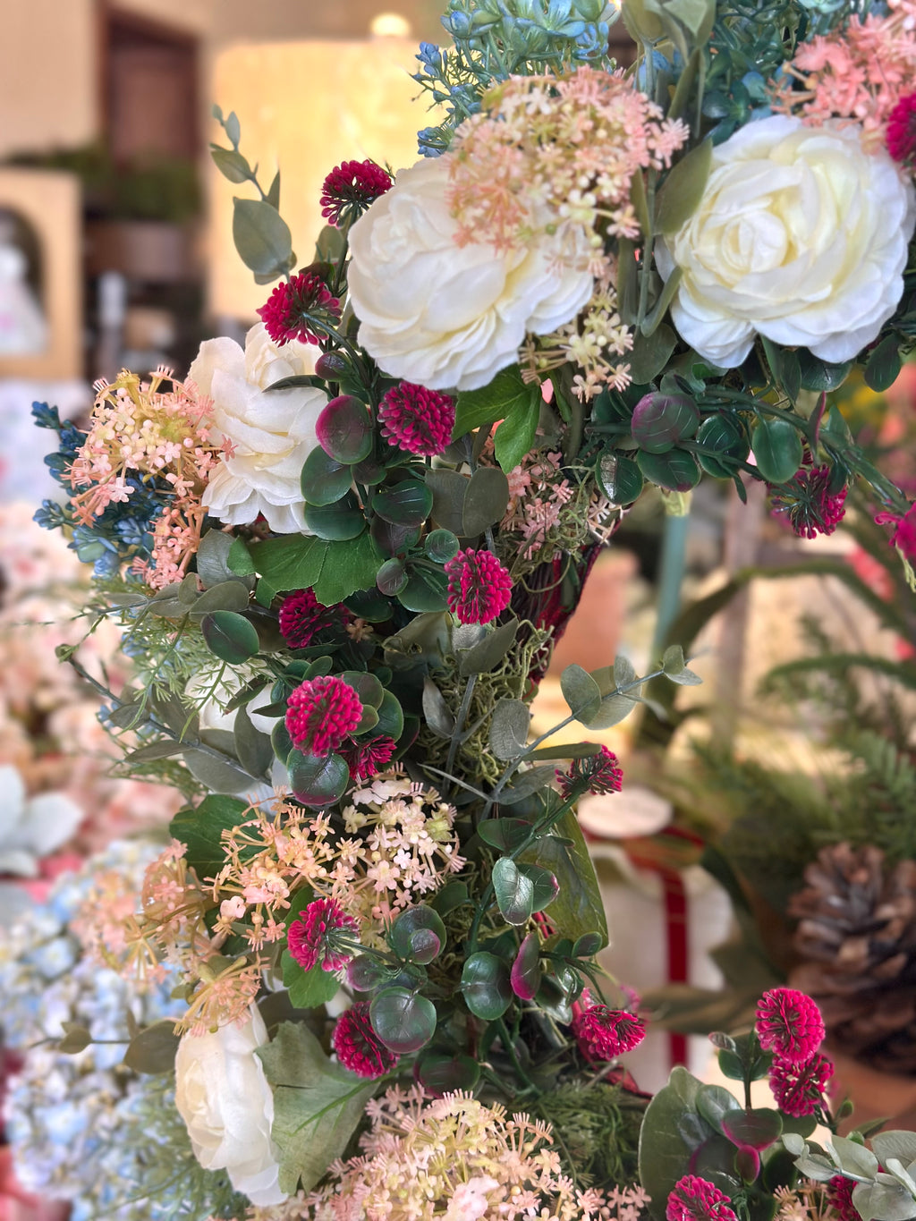 Wild Flowers & White Ranunculus Wreath