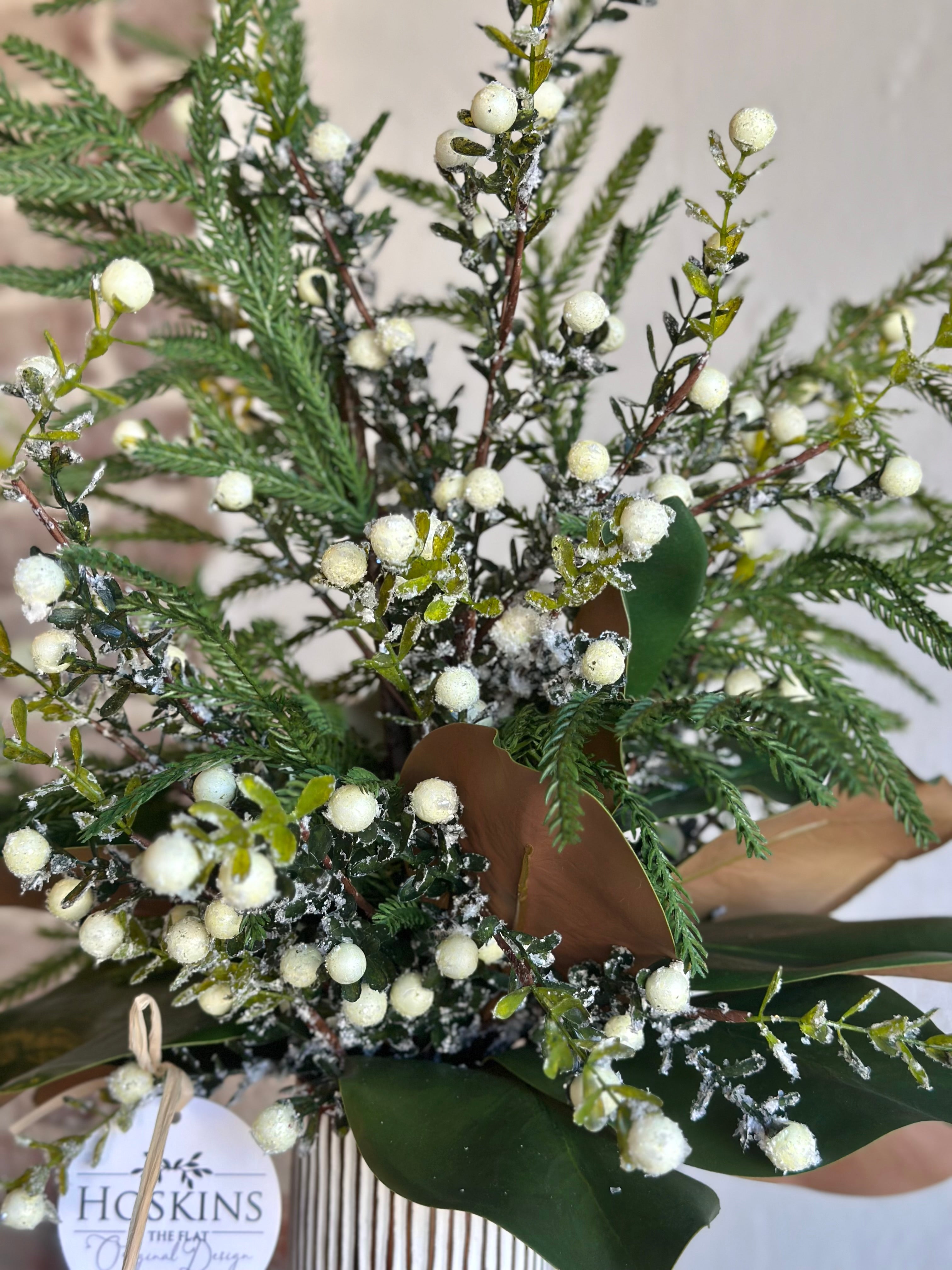 Frosted Berries and Pine Arrangement