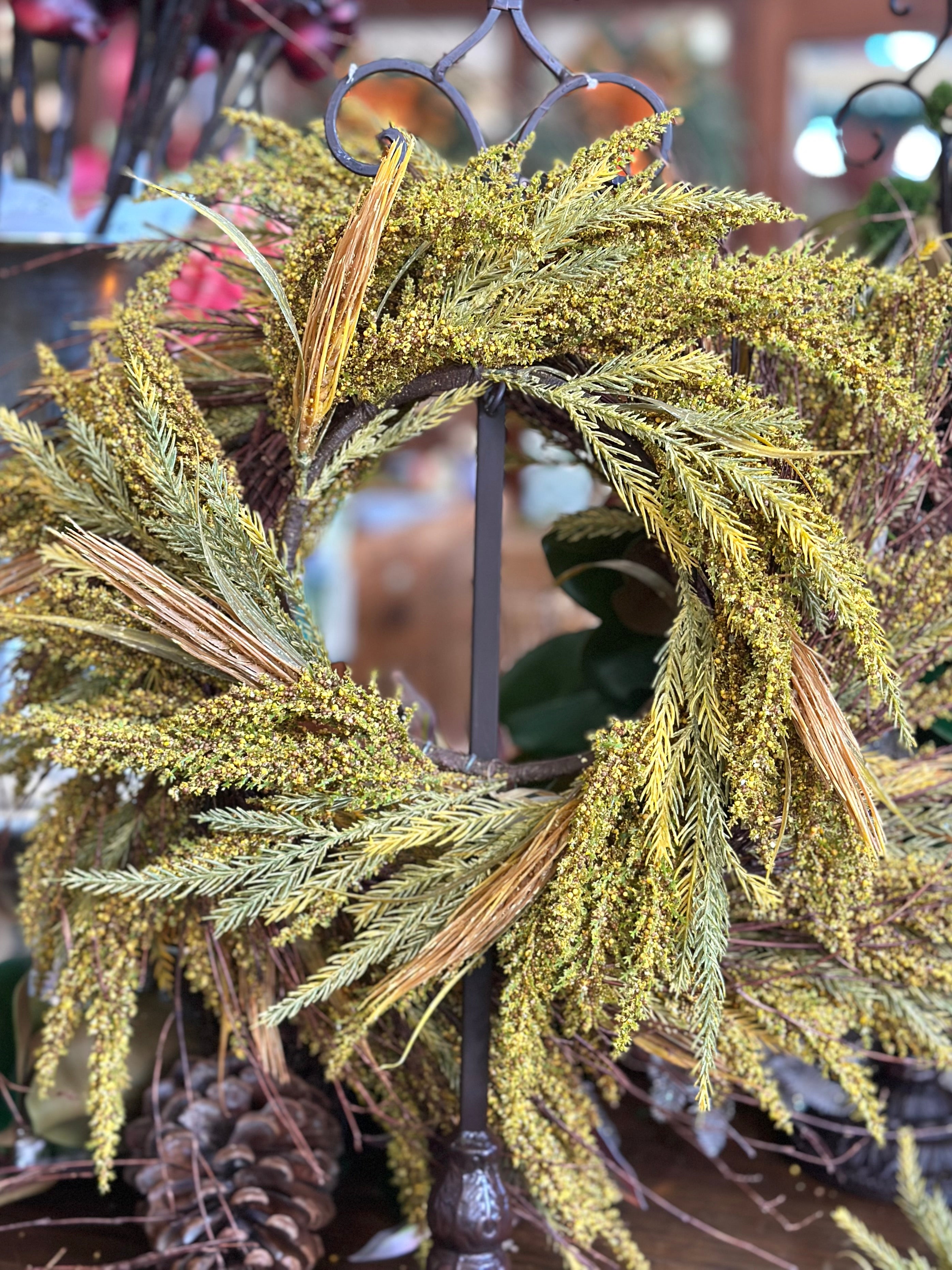 6" WREATH HEATHER GOLD