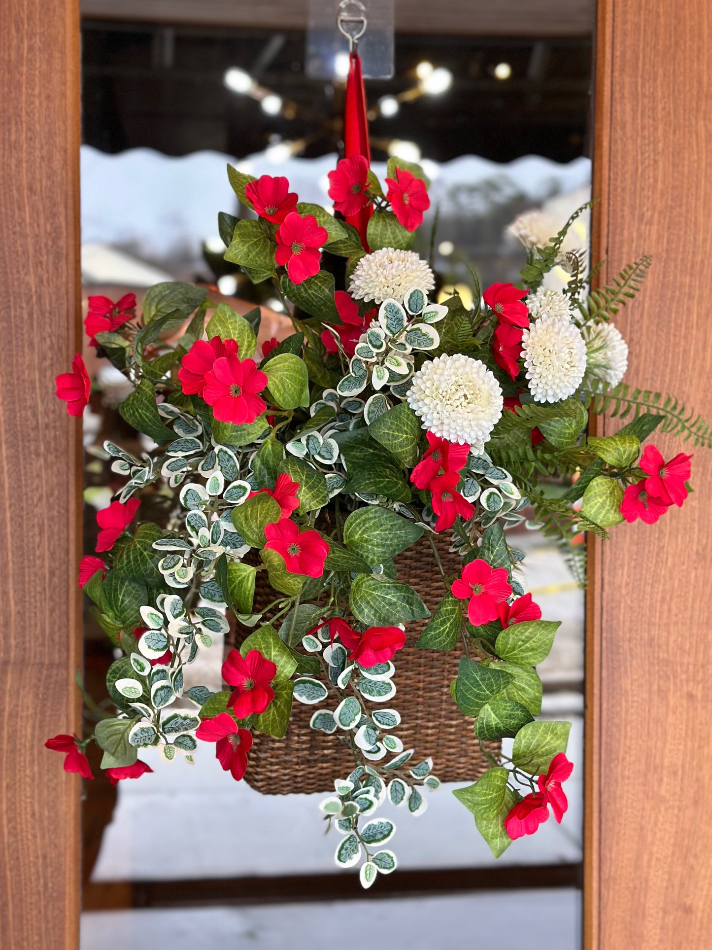 Red Impatiens Trailing Basket