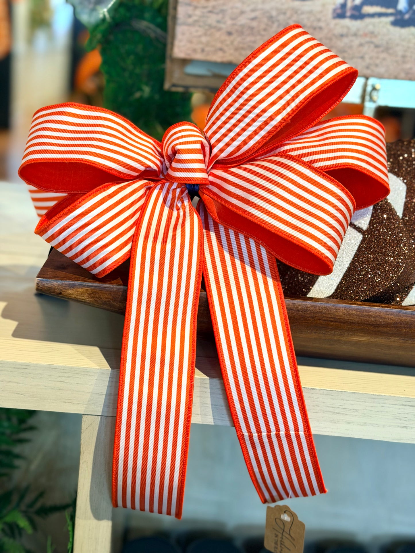 Go Team Bow (2.5” Orange & White Stripe)