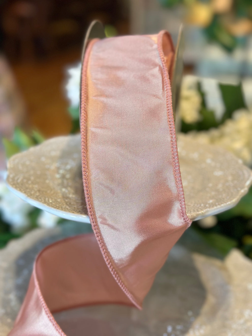 2.5” wide, simply taffeta, blush