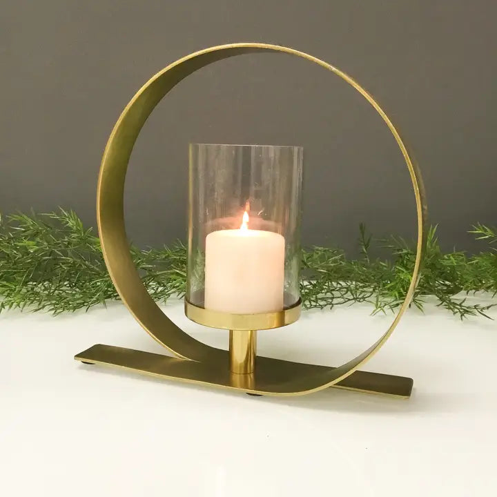 Gold Opulent Round Pillar Holder, Small
