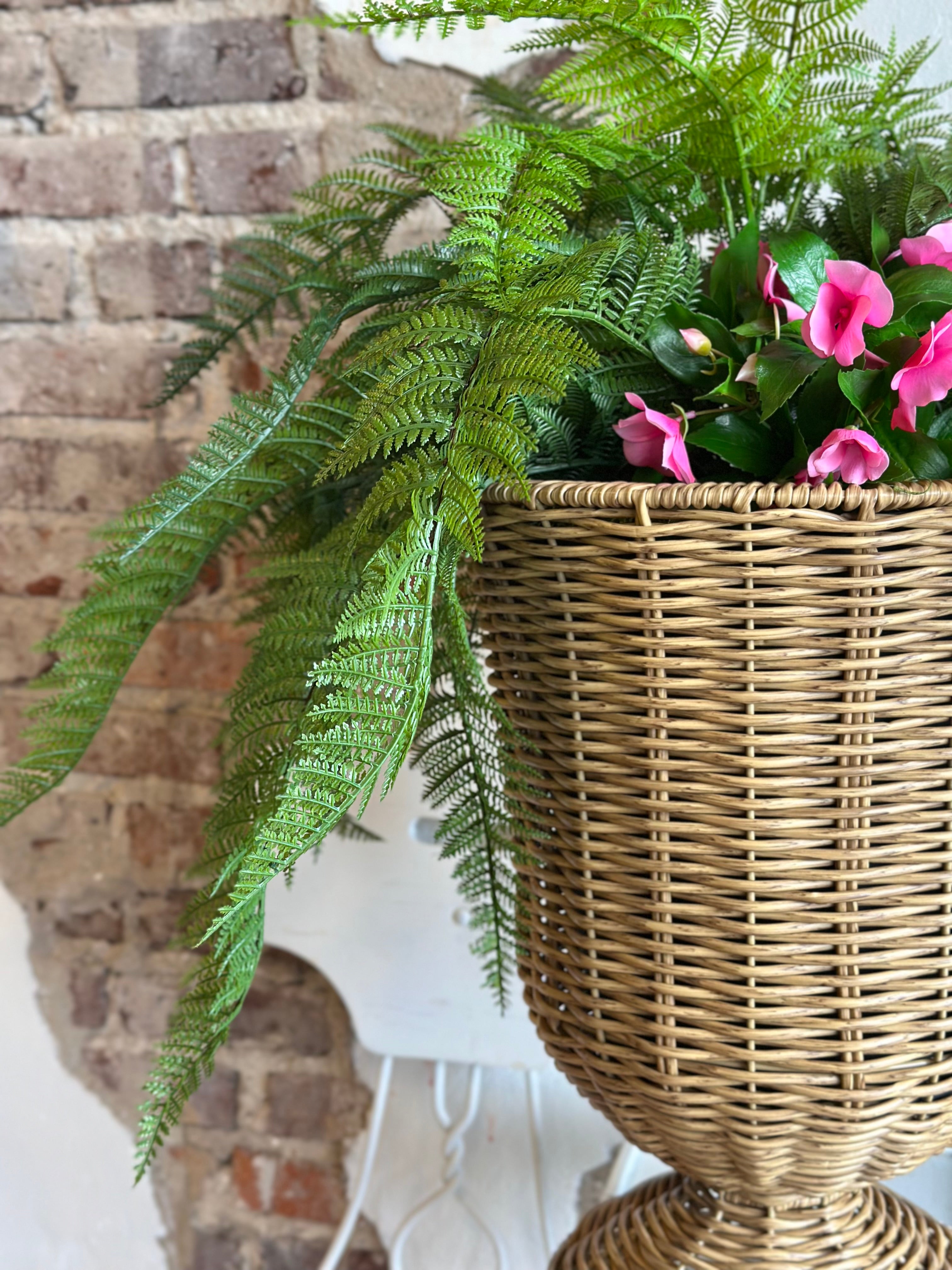 UV Pink Impatiens & Fern Potted Arrangement