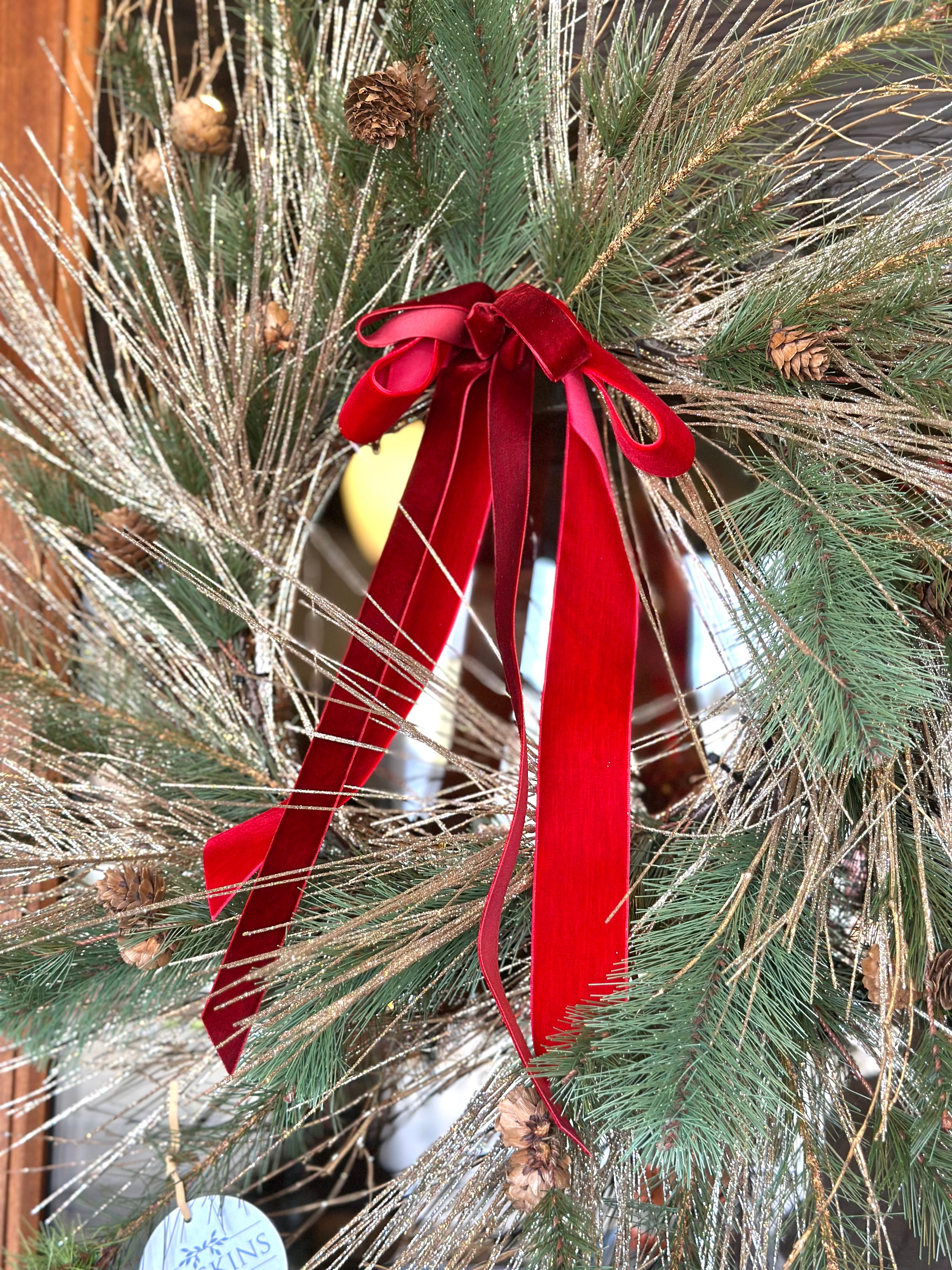 Glitter Pine Wreath with Bow