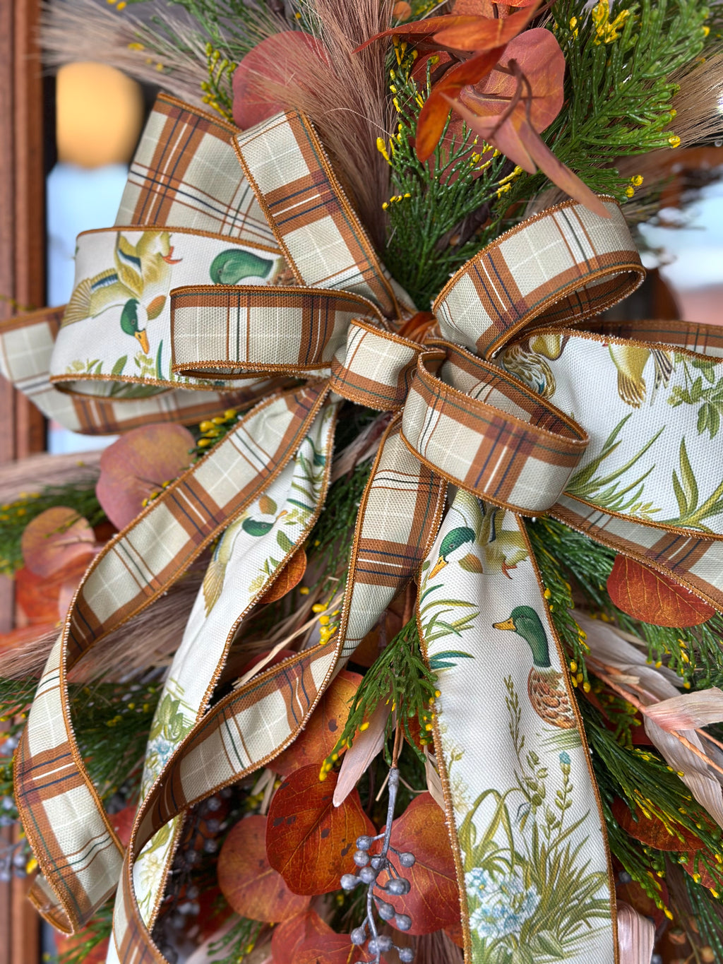 Fall Swag with Mallard & Plaid HIF Original Ribbon
