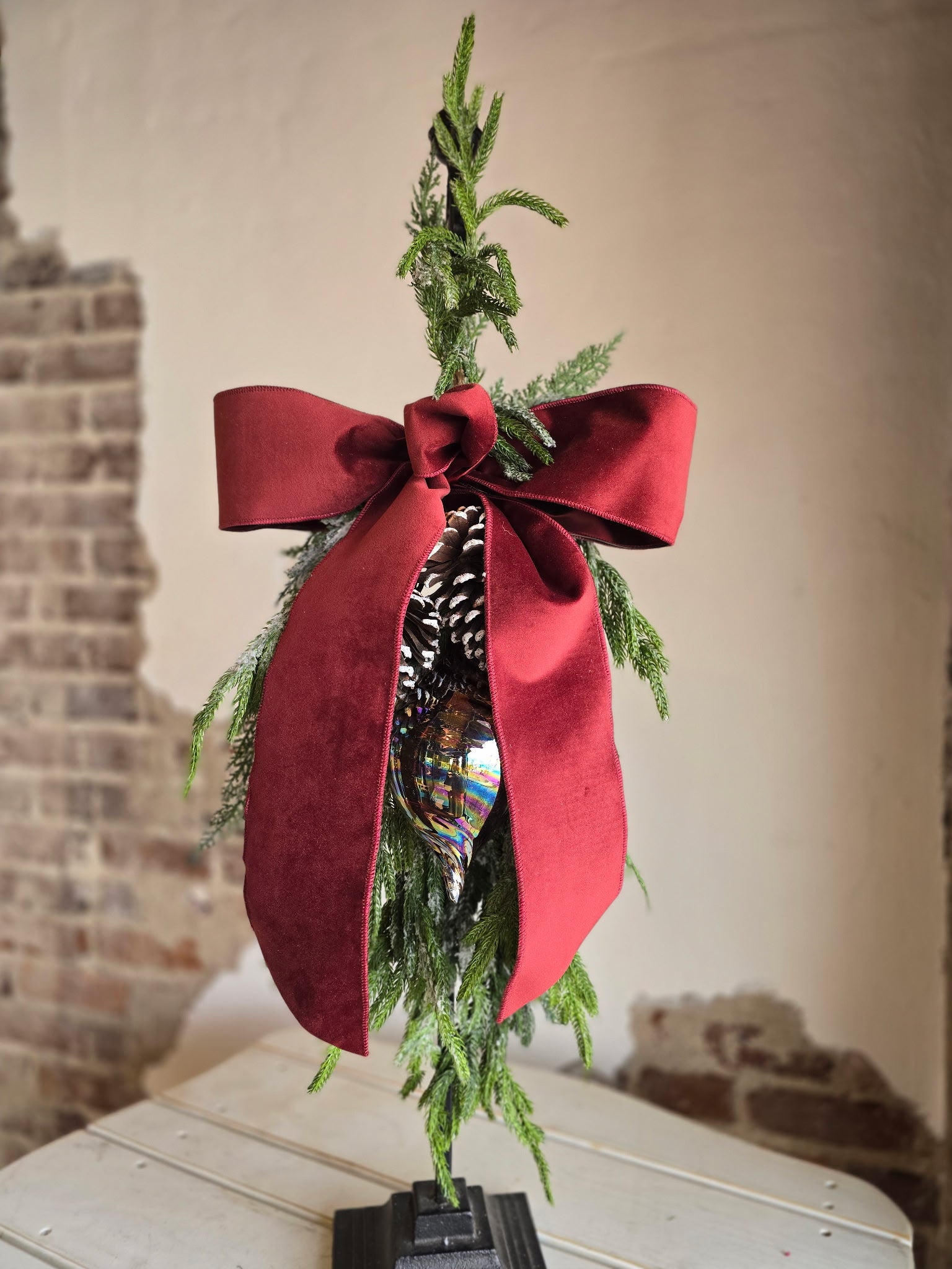 Frosted Pinecone and Blown Ornament Swag