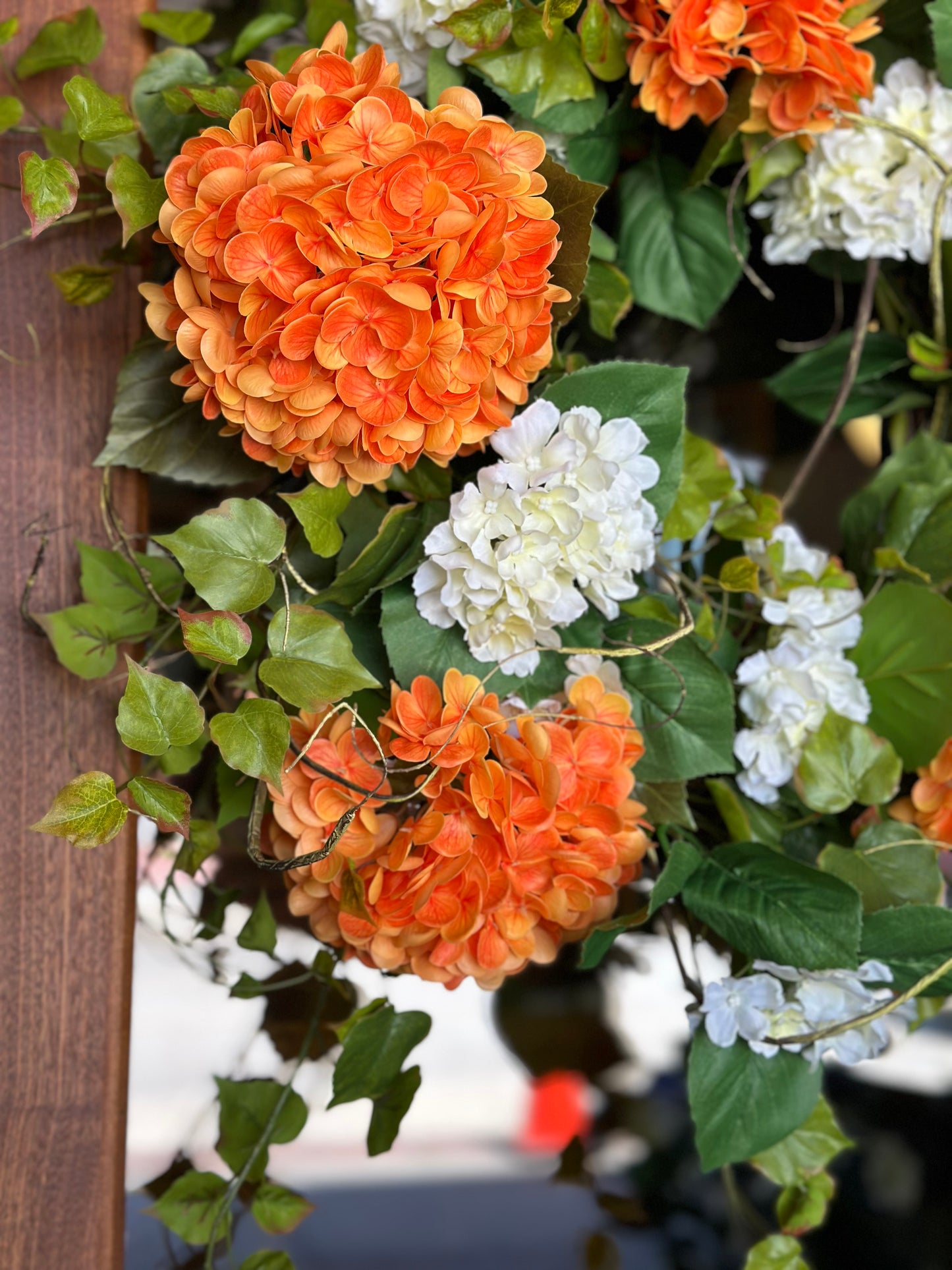 Orange & White Hydrangea Wreath