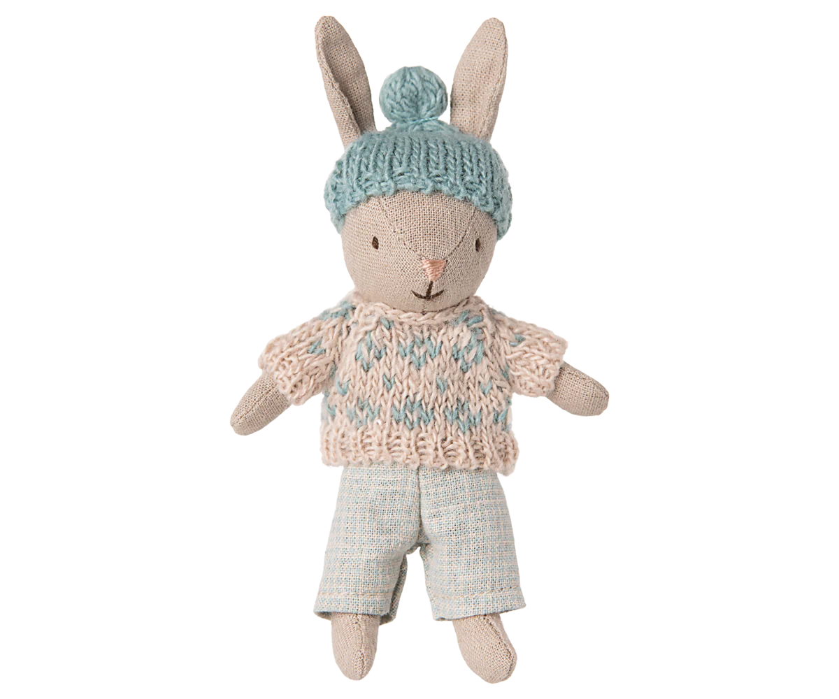 Maileg - Winter Rabbit, Micro - Sand - Mint