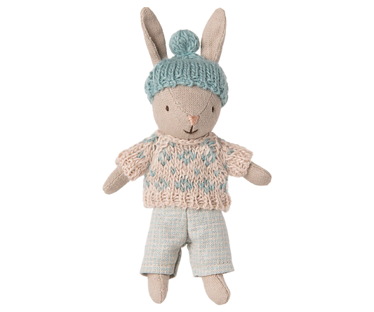 Maileg - Winter Rabbit, Micro - Sand - Mint