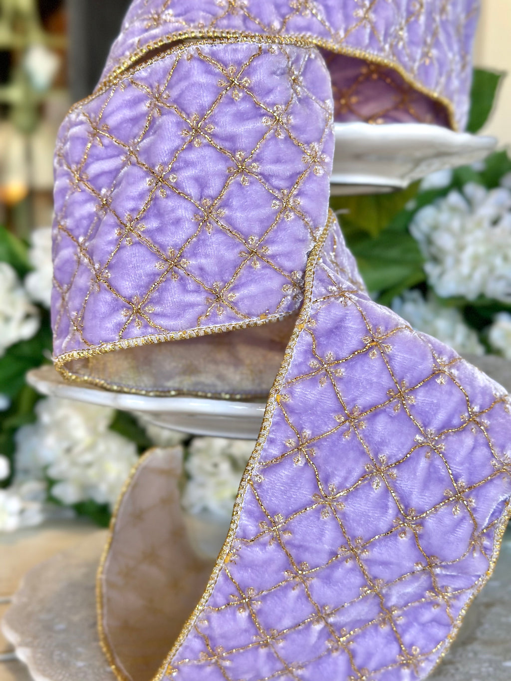 4" wide, Sheldon Velvet w/ Glitter Edge - Lavender