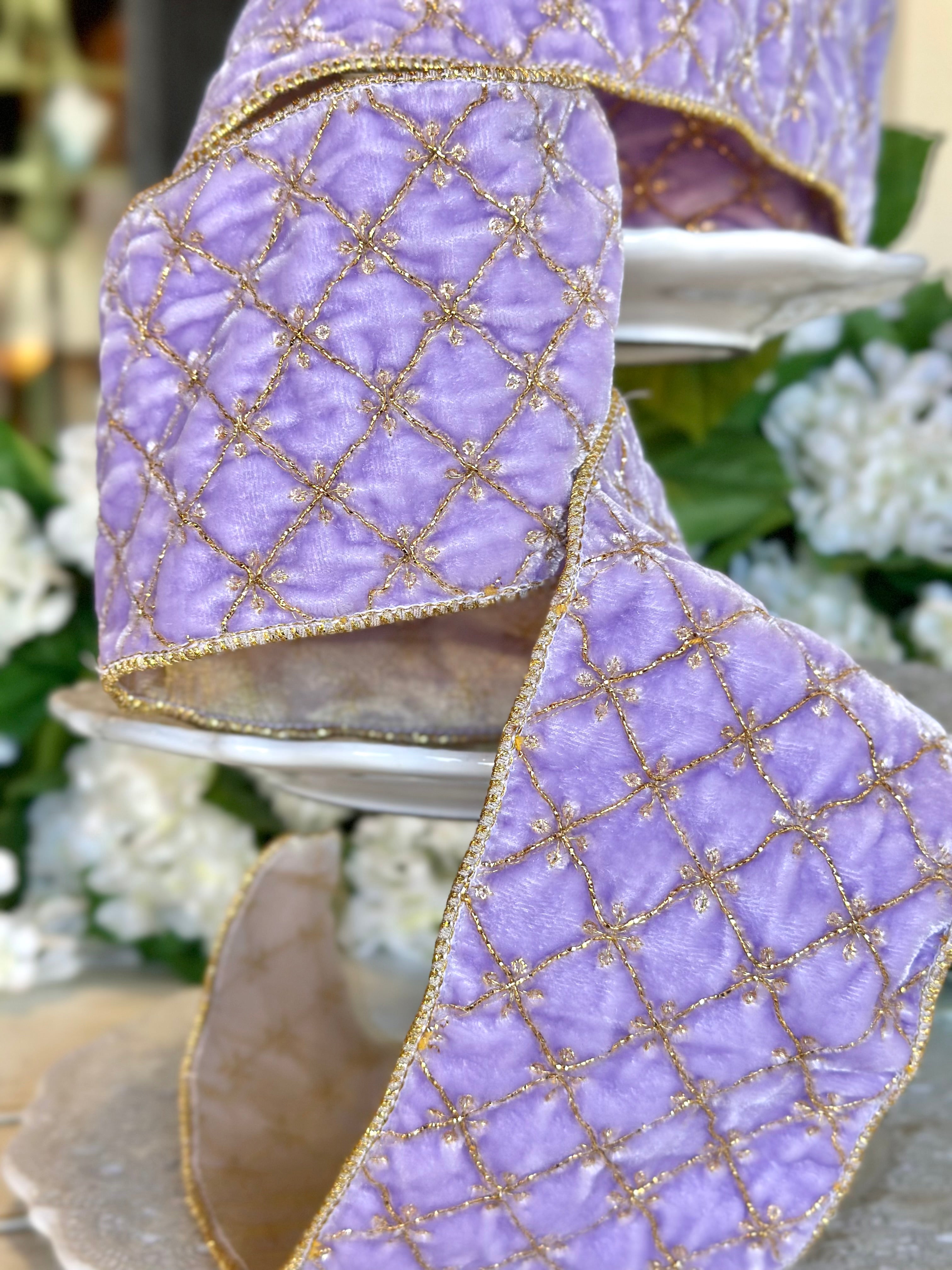 4" wide, Sheldon Velvet w/ Glitter Edge - Lavender
