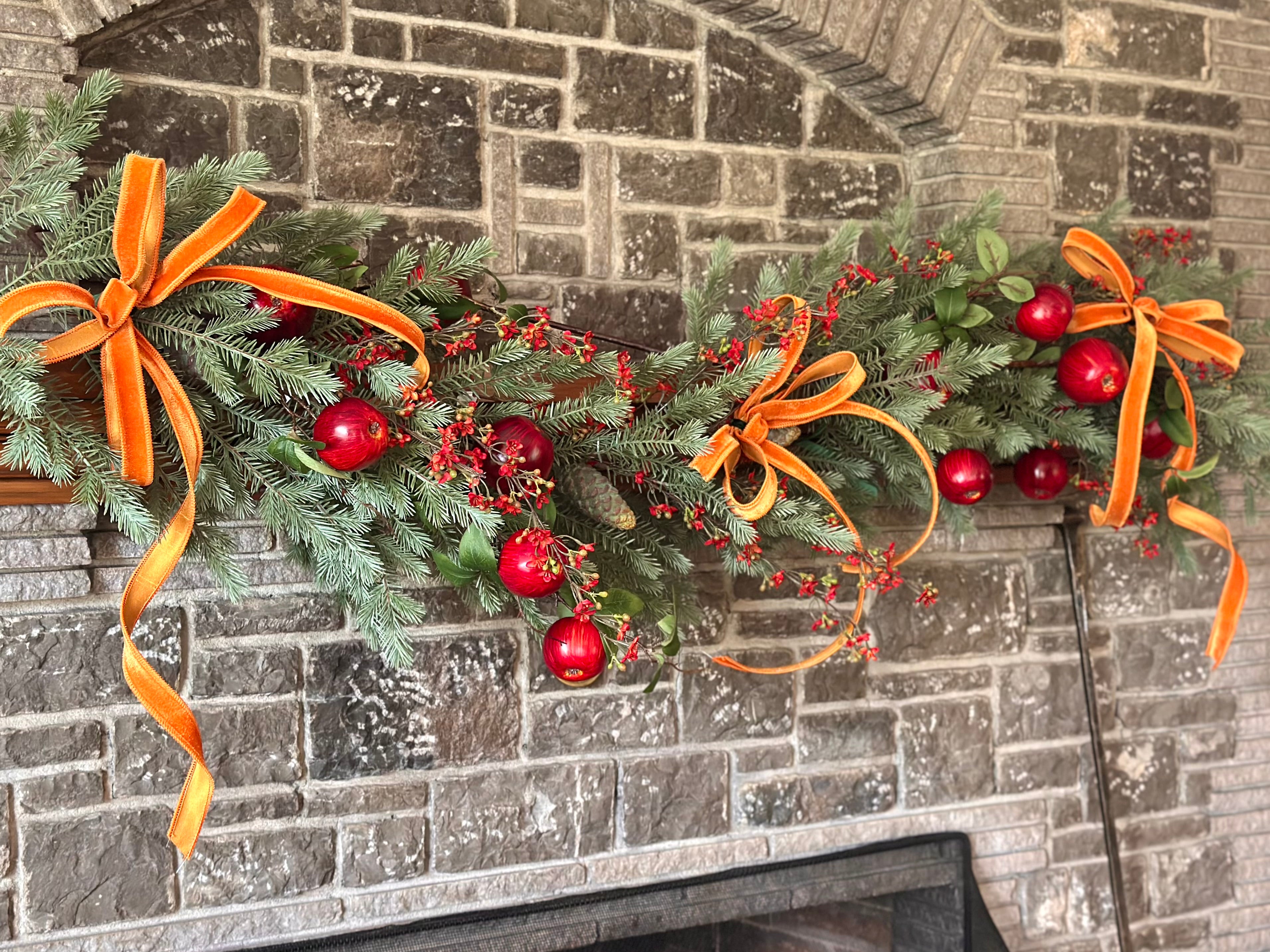 Pre-tied Orange Velvet Bow