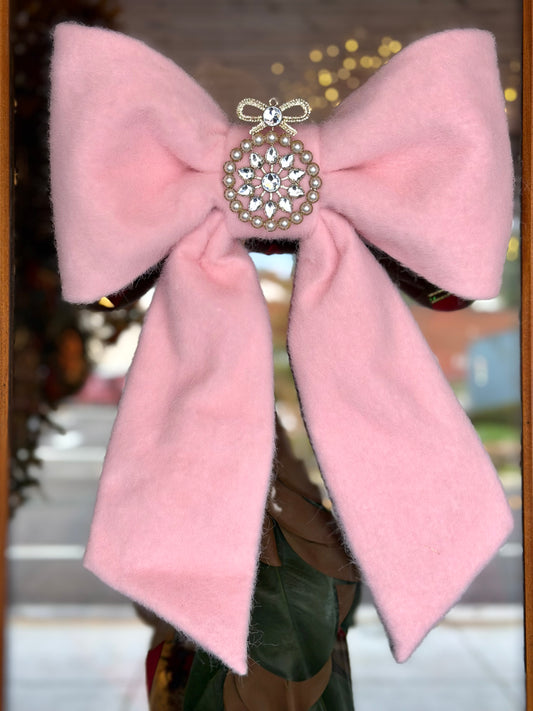 Jewel Fleece Bow - Light Pink