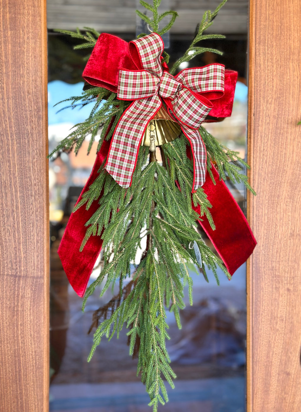 Vintage Red Plaid with Bell Swag