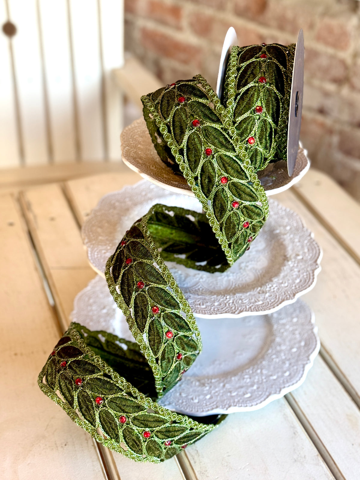 2.5” Laurel Leaf Lace, Olive, SOLD BY THE YARD