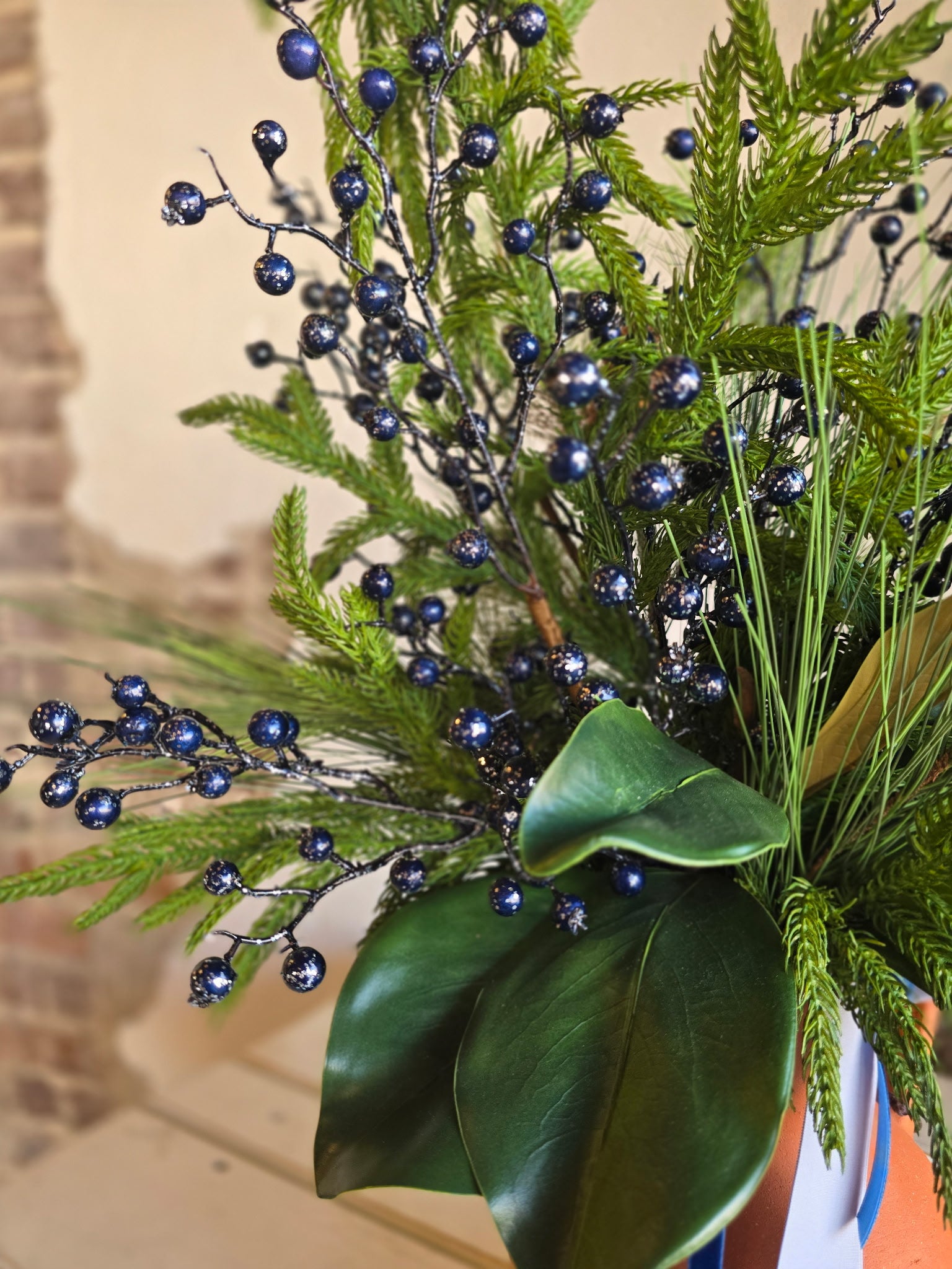 Glitter Blueberry Vase Popper with a Blue Ribbon