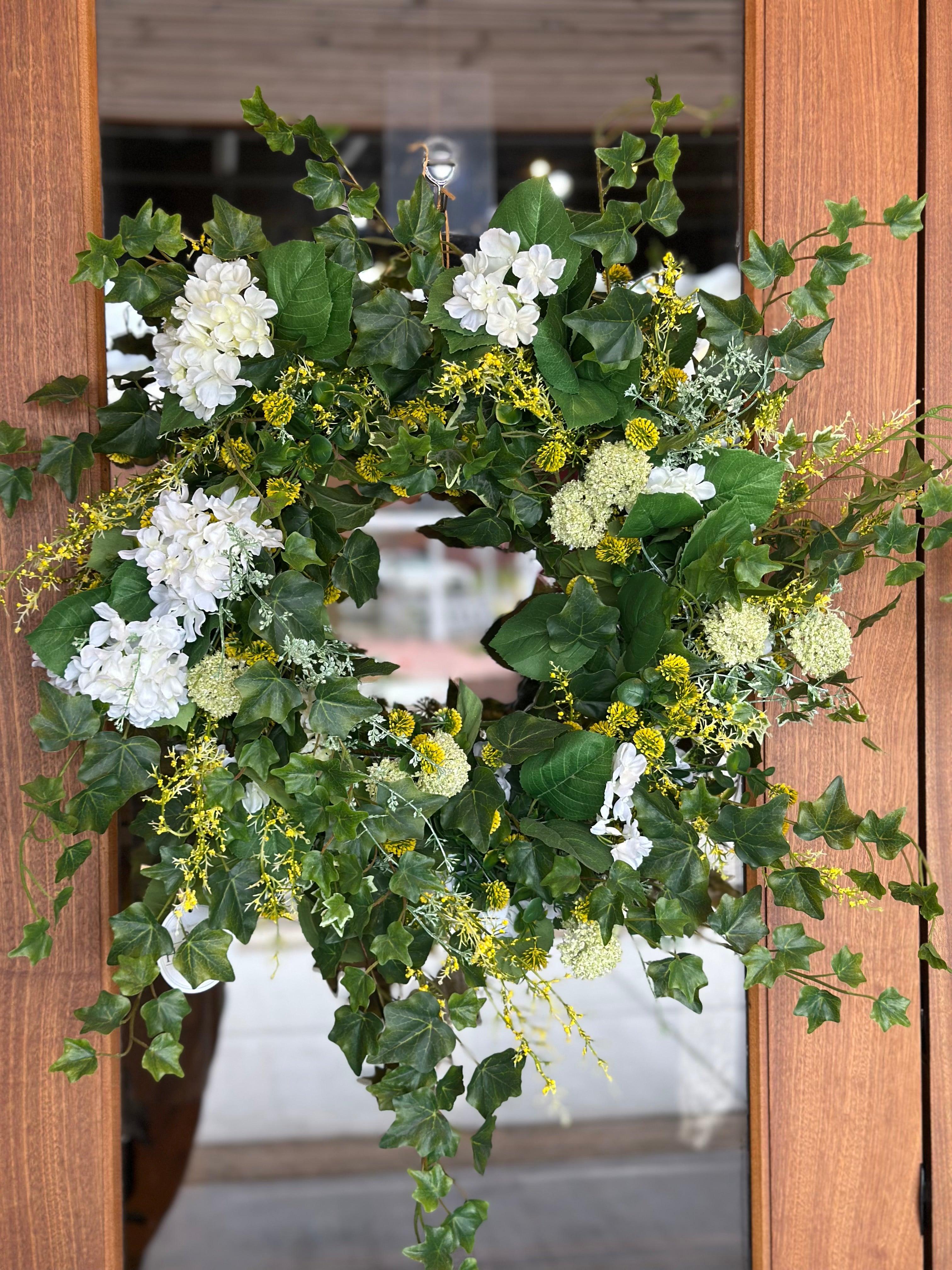 Geranium & Yellow Wildflower Wreath